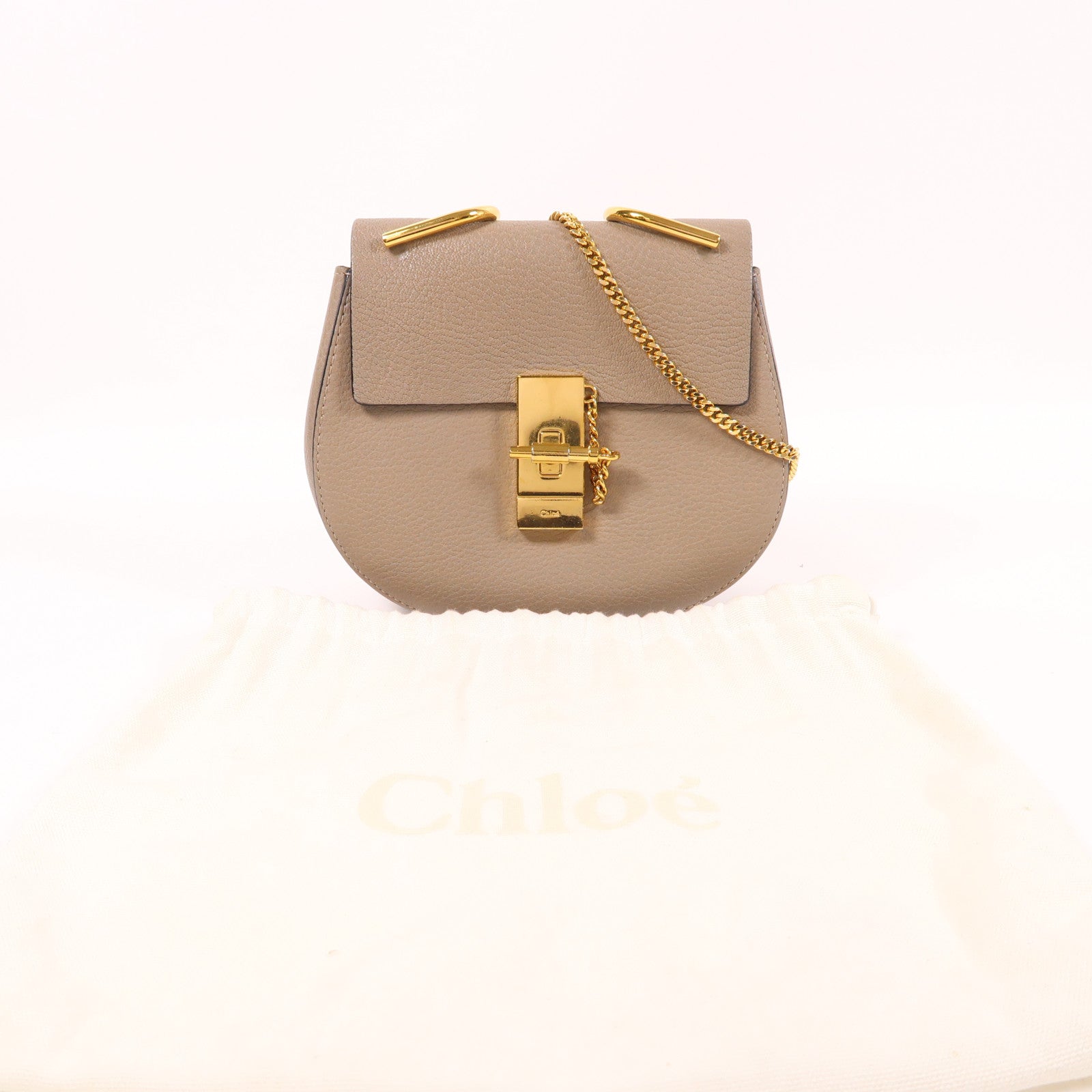 Chloe 牛皮皮革Drew金扣鏈帶肩背袋