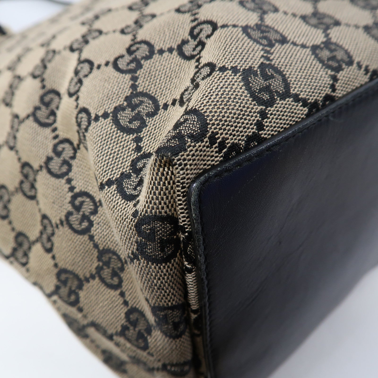 GUCCI 帆布Tote Bag金扣手挽袋啡色