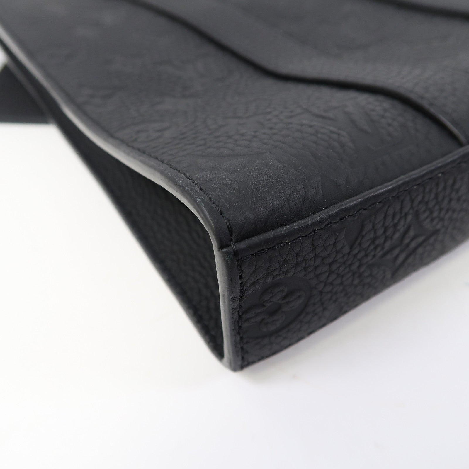 LOUIS VUITTON Monogram Taurillon Sac Plat Cross手挽肩背兩用袋黑色