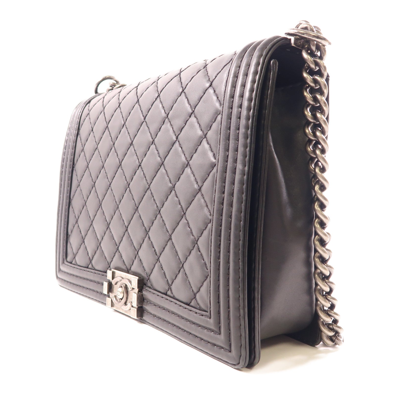 CHANEL CC SHW Boy 30 Crossbody Chain Shoulder Bag Leather