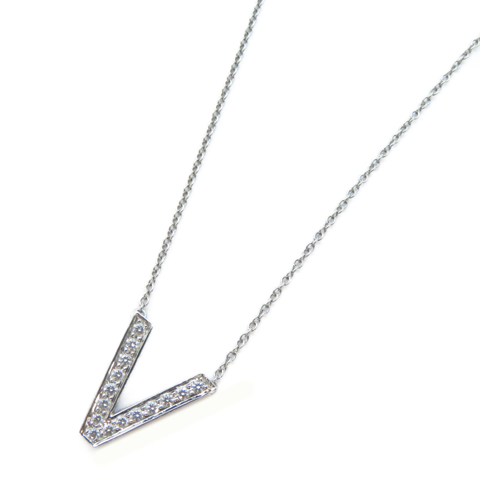 TIFFANY＆CO PT950鉑金V Diamond Neckalce鑽石項鍊
