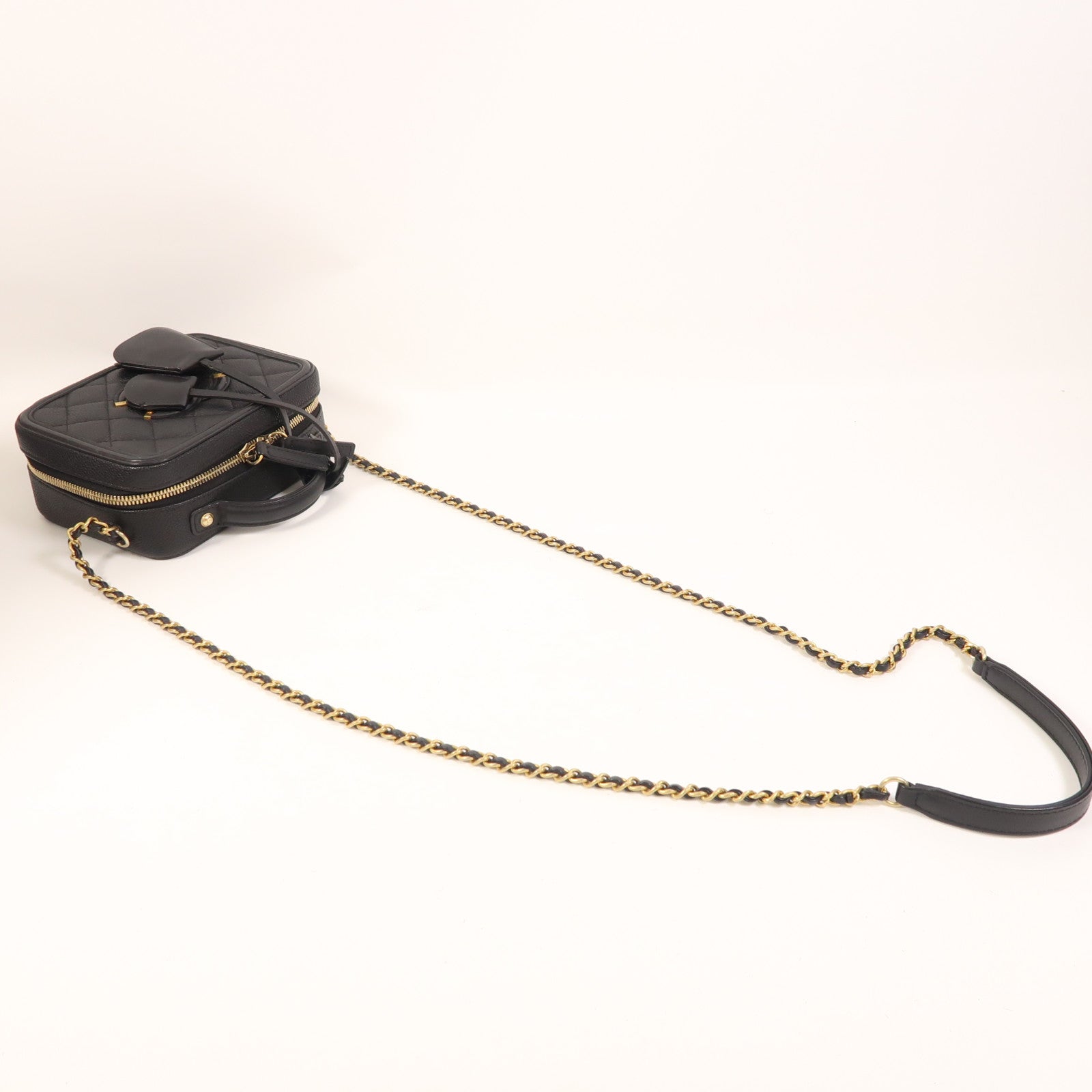 CHANEL 【激減優惠】牛皮皮革Vanity Case金扣手挽肩背兩用袋