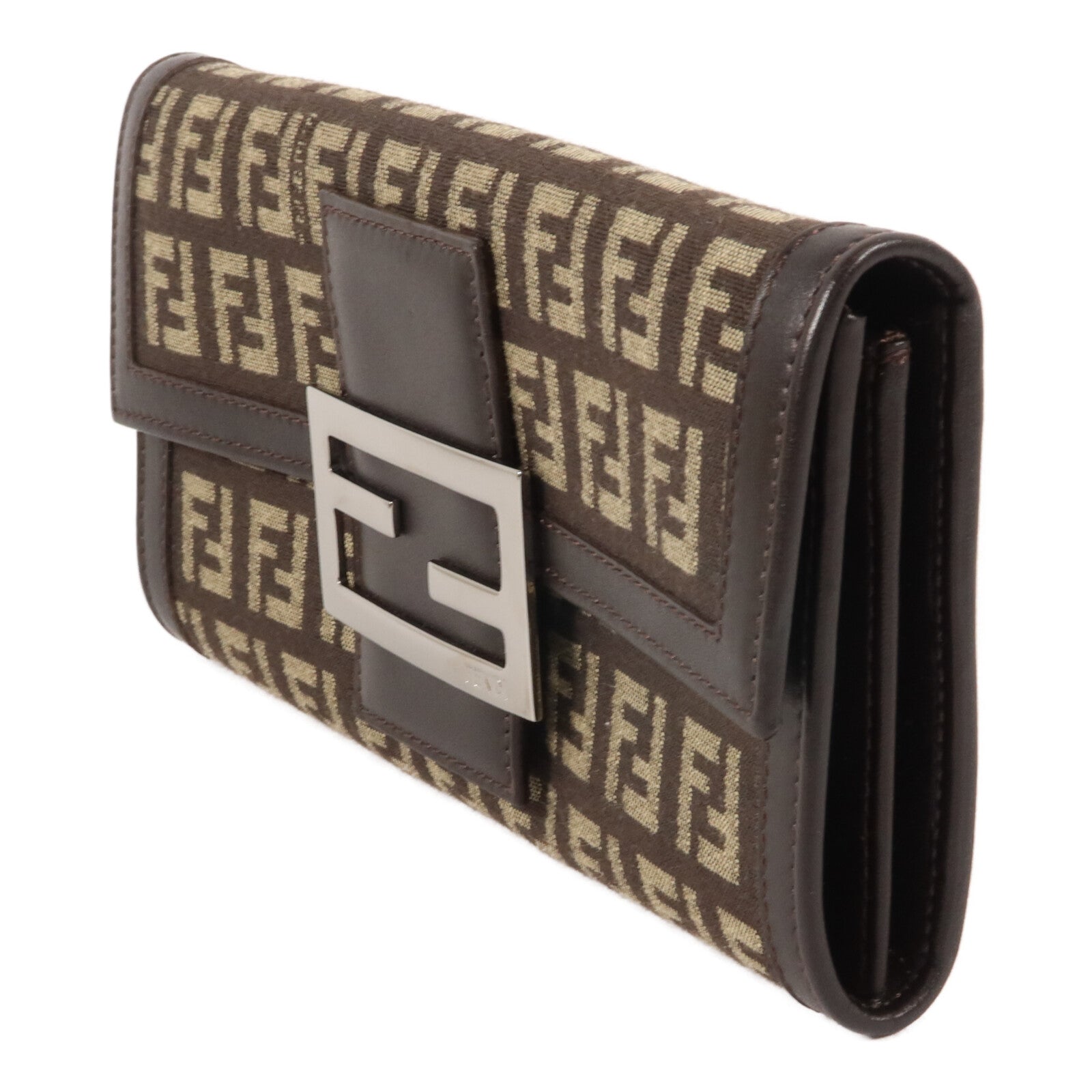 FENDI 帆布/皮革Zucca Long Wallet長錢包