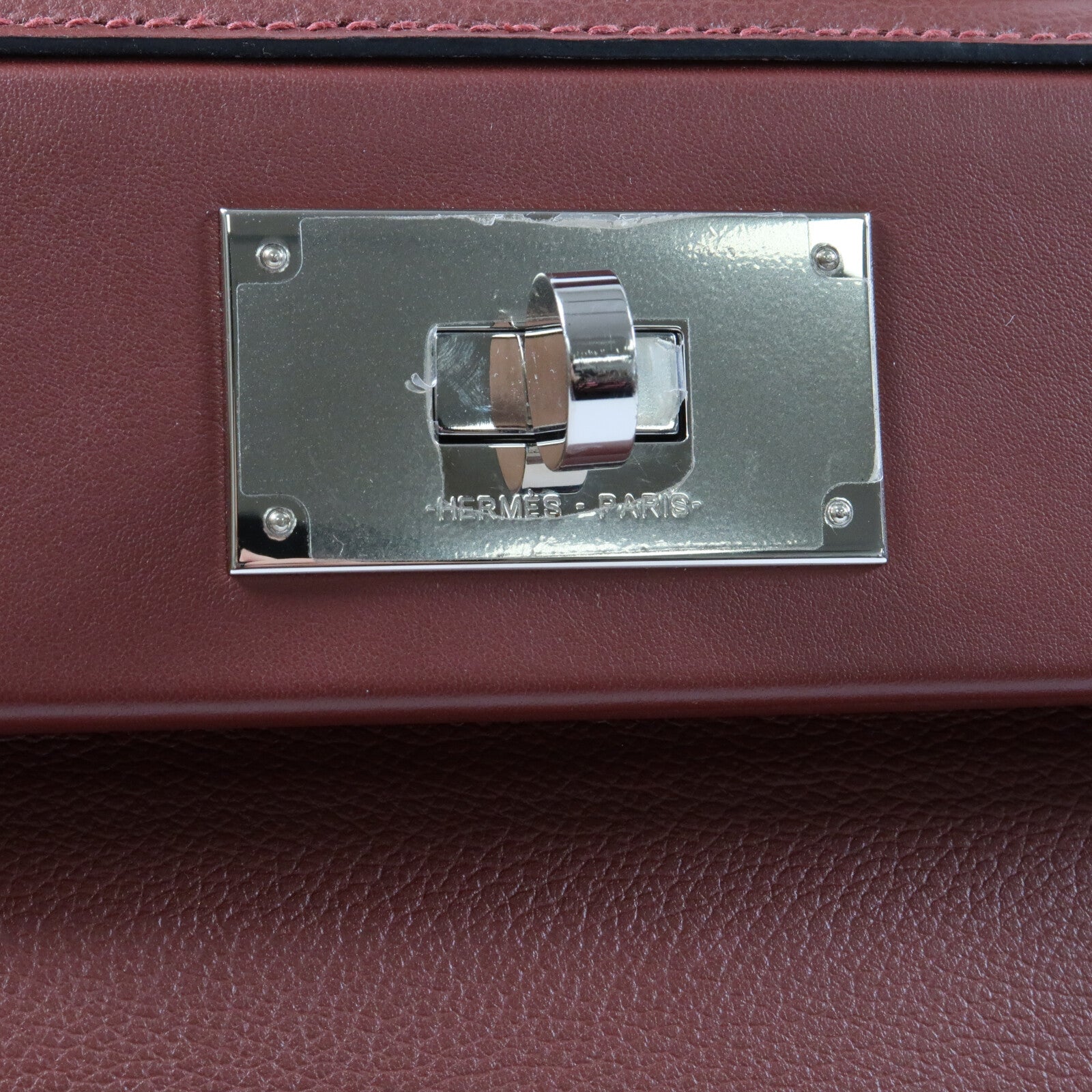 HERMES Evercolor皮革24/24 Mini銀扣手挽肩背兩用袋Rougeh