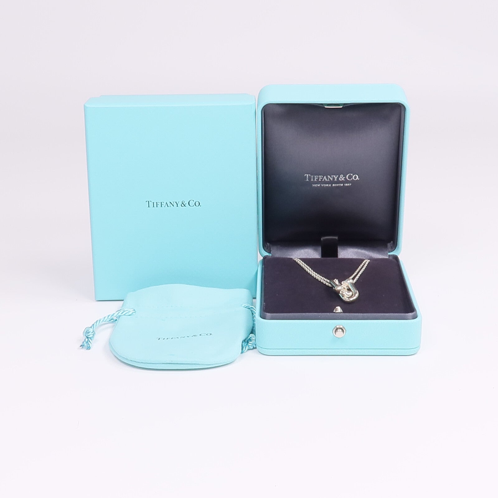 TIFFANY＆CO 925純銀Double Link Pendant Necklace項鍊
