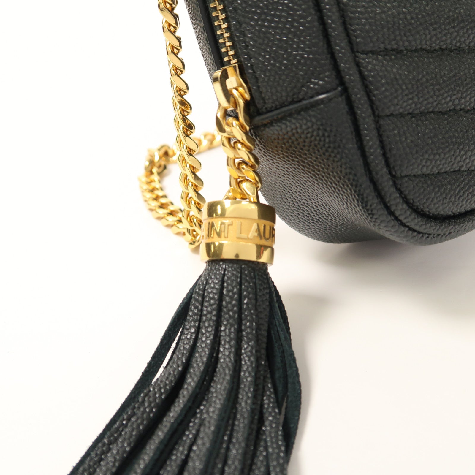 YVES SAINT LAURENT 牛皮皮革Shoulder Bag金扣鏈帶肩背袋