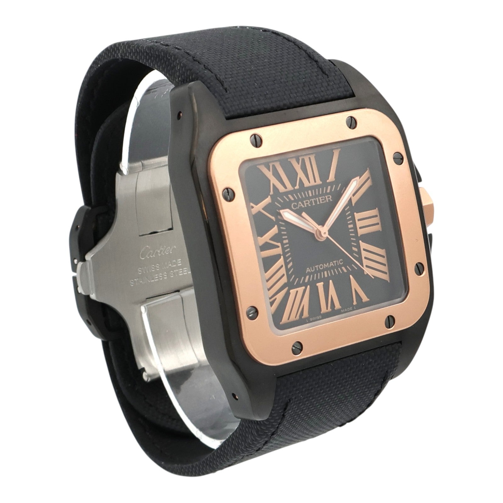 CARTIER Santos 100 Carbon Gold Bezel