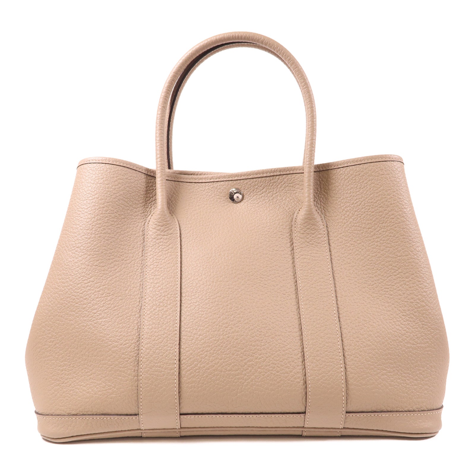 HERMES Negonda皮革Garden Party PM銀扣手挽袋Gris Tourterelle