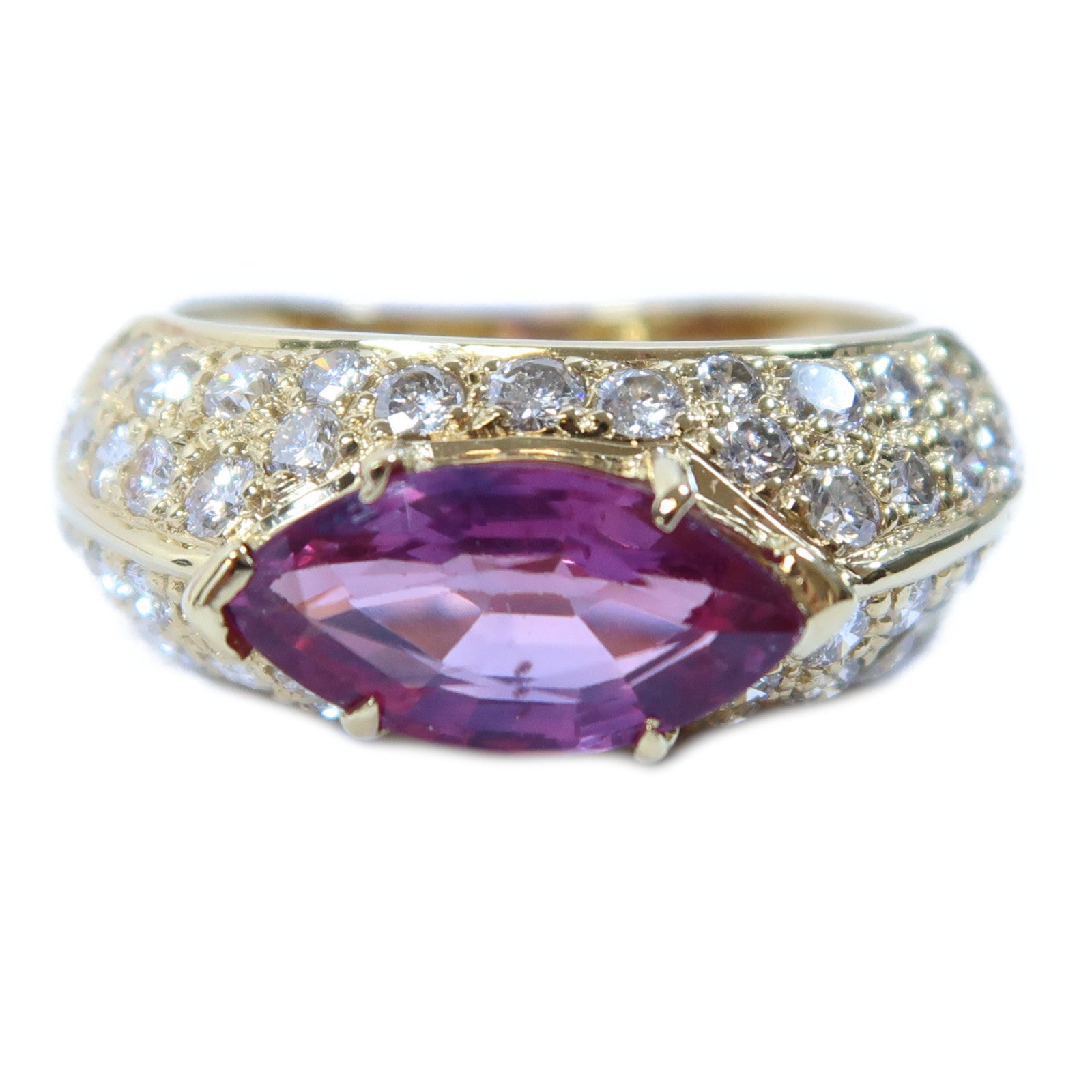 JEWELRY 【激減優惠】18K黃金Pink Sapphire Ring 1.97ct粉紅色藍寶石/1.05ct鑽石戒指US#6.5