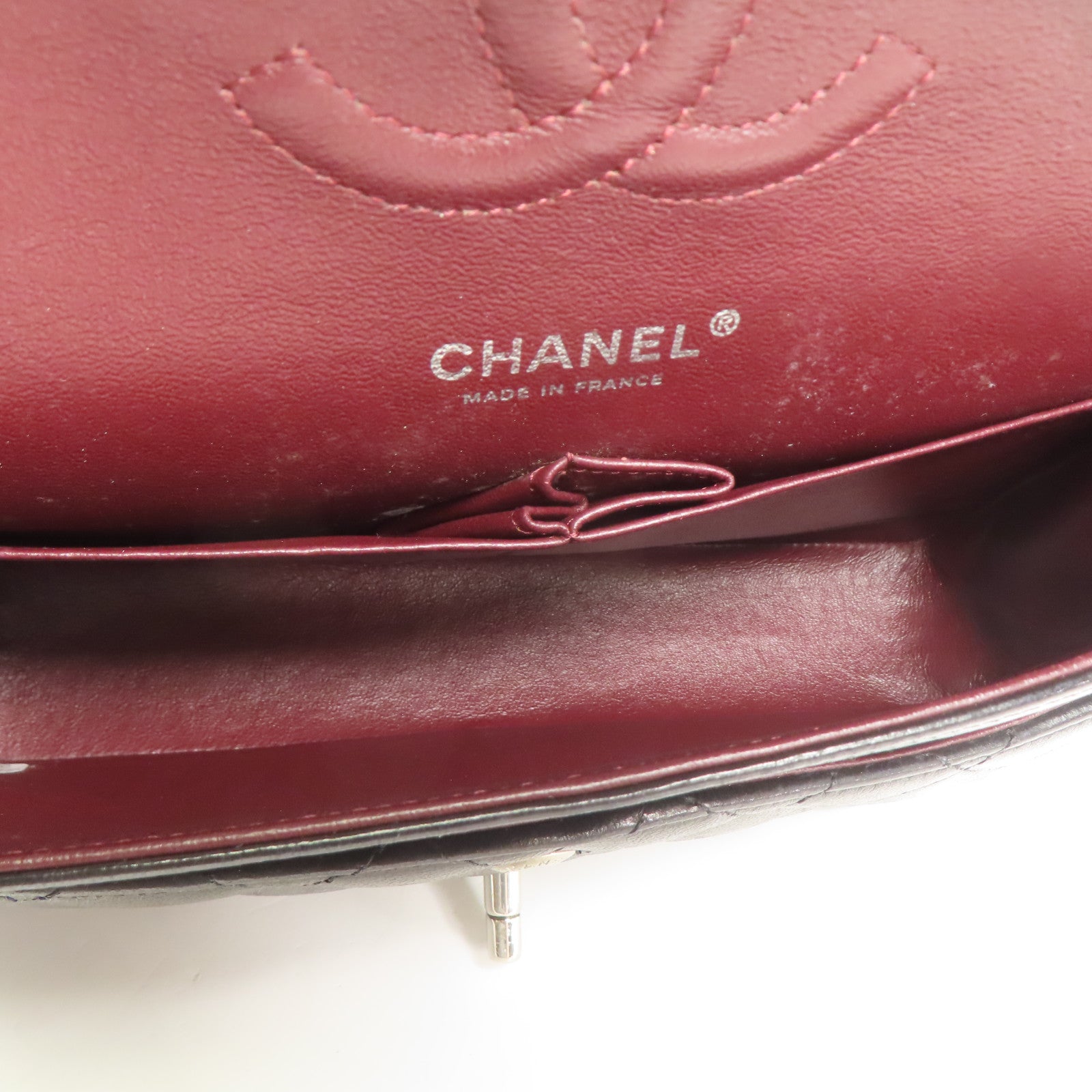 CHANEL 羊皮皮革Classic 25銀扣鏈帶肩背袋