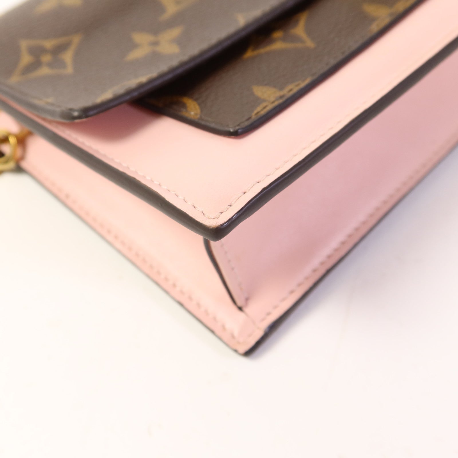 LOUIS VUITTON Monogram Flore Chain Wallet金扣鏈帶肩背袋