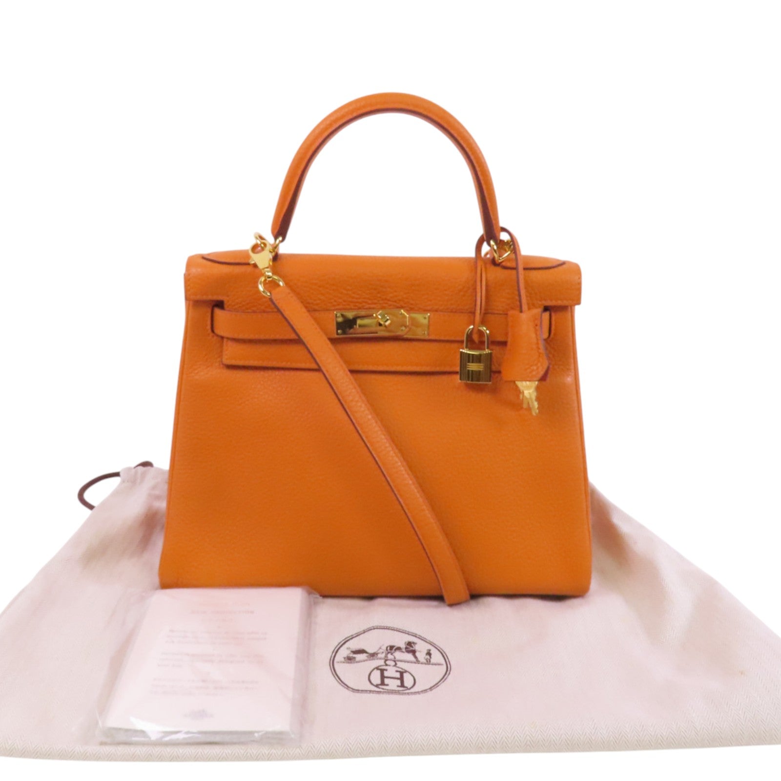 HERMES Clemence皮革Kelly 28金扣手挽肩背兩用袋