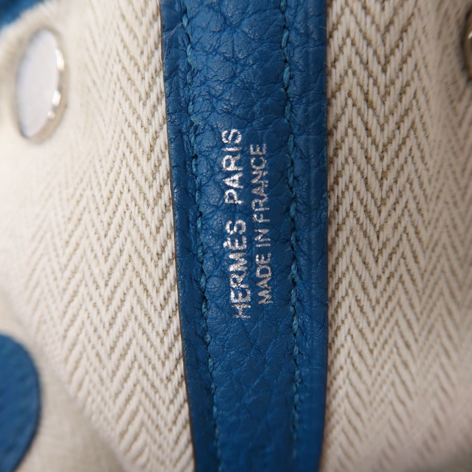 HERMES Negonda皮革Garden Party TPM銀扣手挽袋鈷藍色