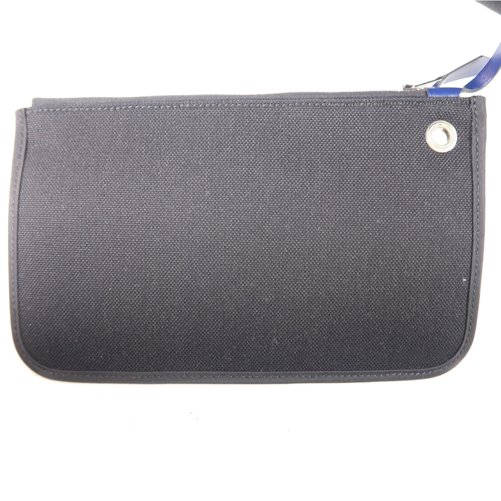 HERMES 帆布Herbag PM銀扣手挽肩背兩用袋黑色/藍色