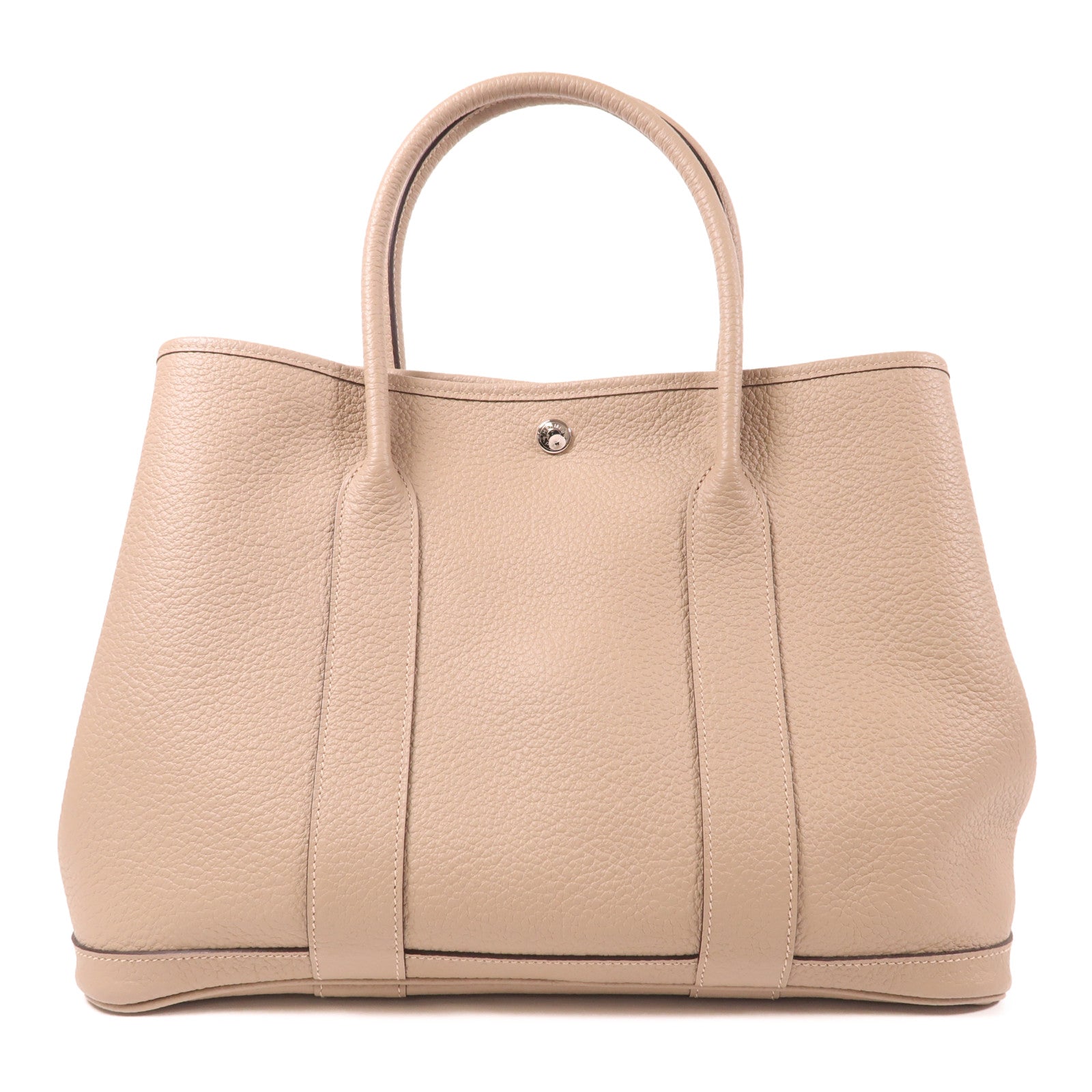 HERMES Negonda皮革Garden Party PM銀扣手挽袋Gris Tourterelle