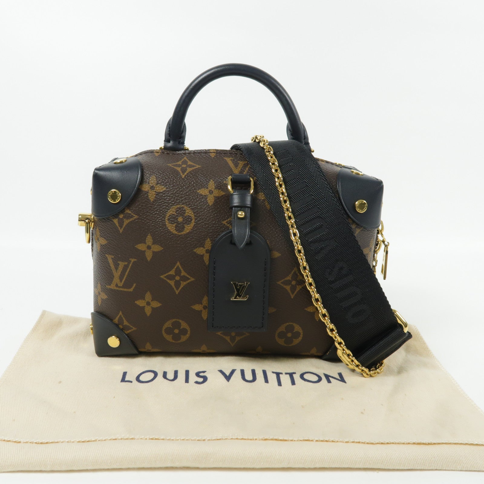 LOUIS VUITTON Monogram Petite Malle Souple金扣手挽肩背兩用袋