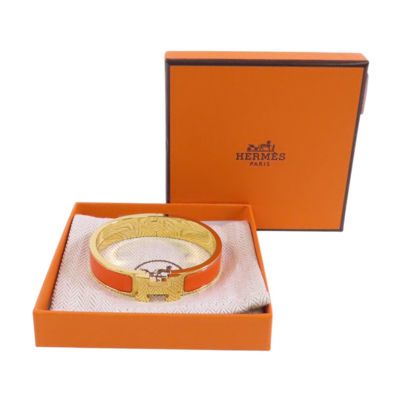 HERMES 金屬/琺瑯Clic H Bracelet金扣手鐲