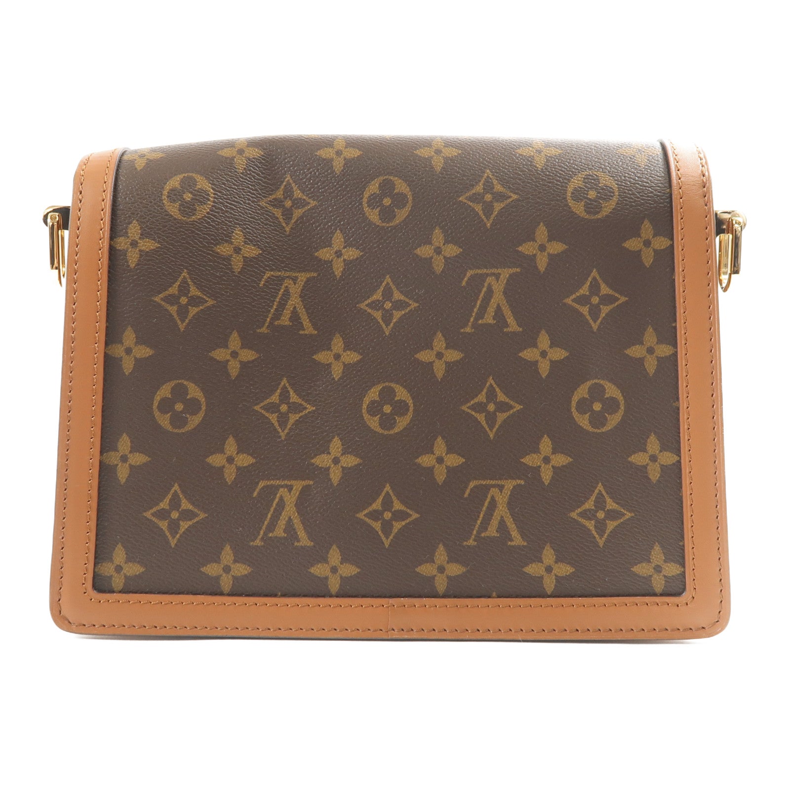 LOUIS VUITTON Monogram/Monogram Reverse Dauphine MM金扣手挽肩背兩用袋棕色