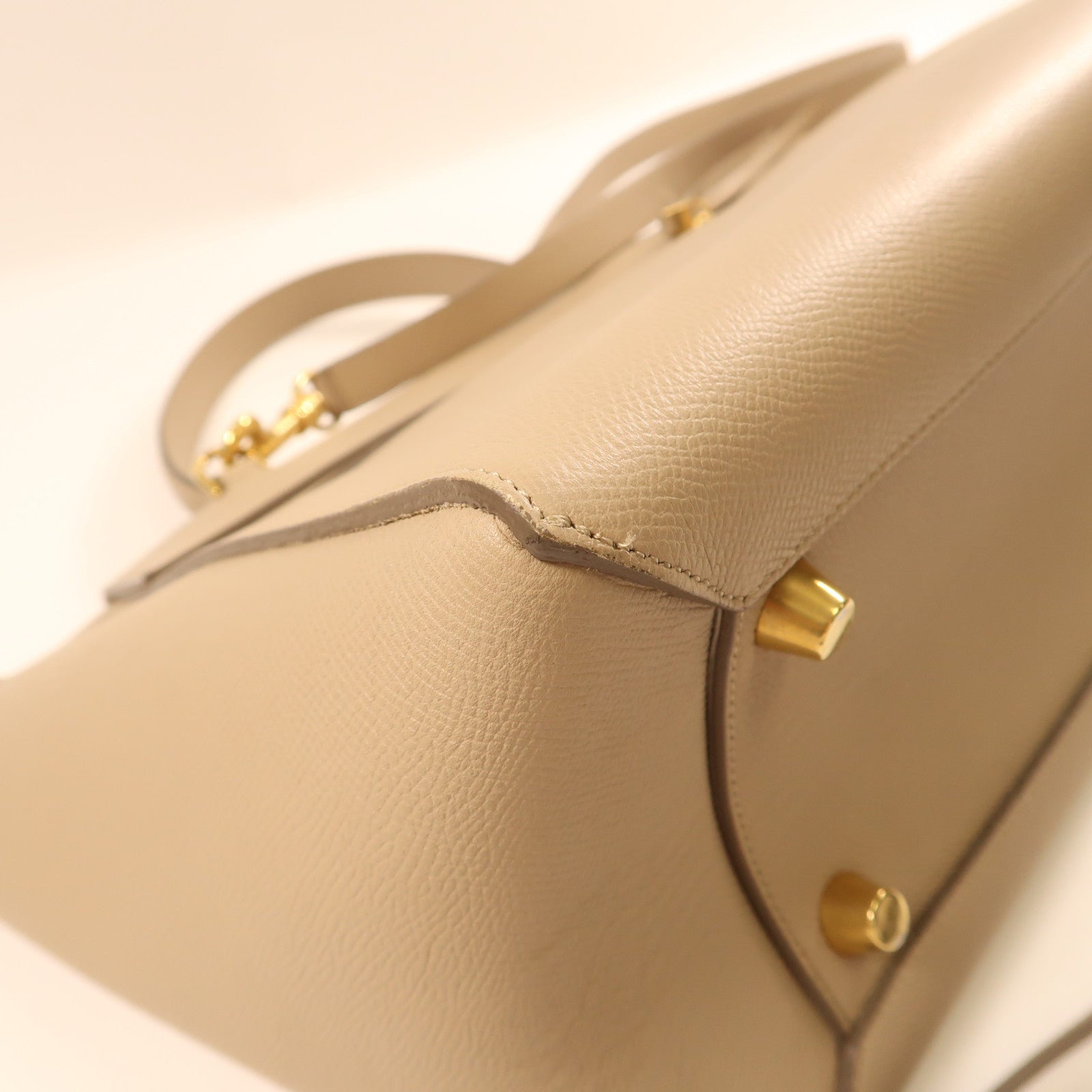CELINE 羊皮皮革Belt Bag金扣手挽肩背兩用袋米色