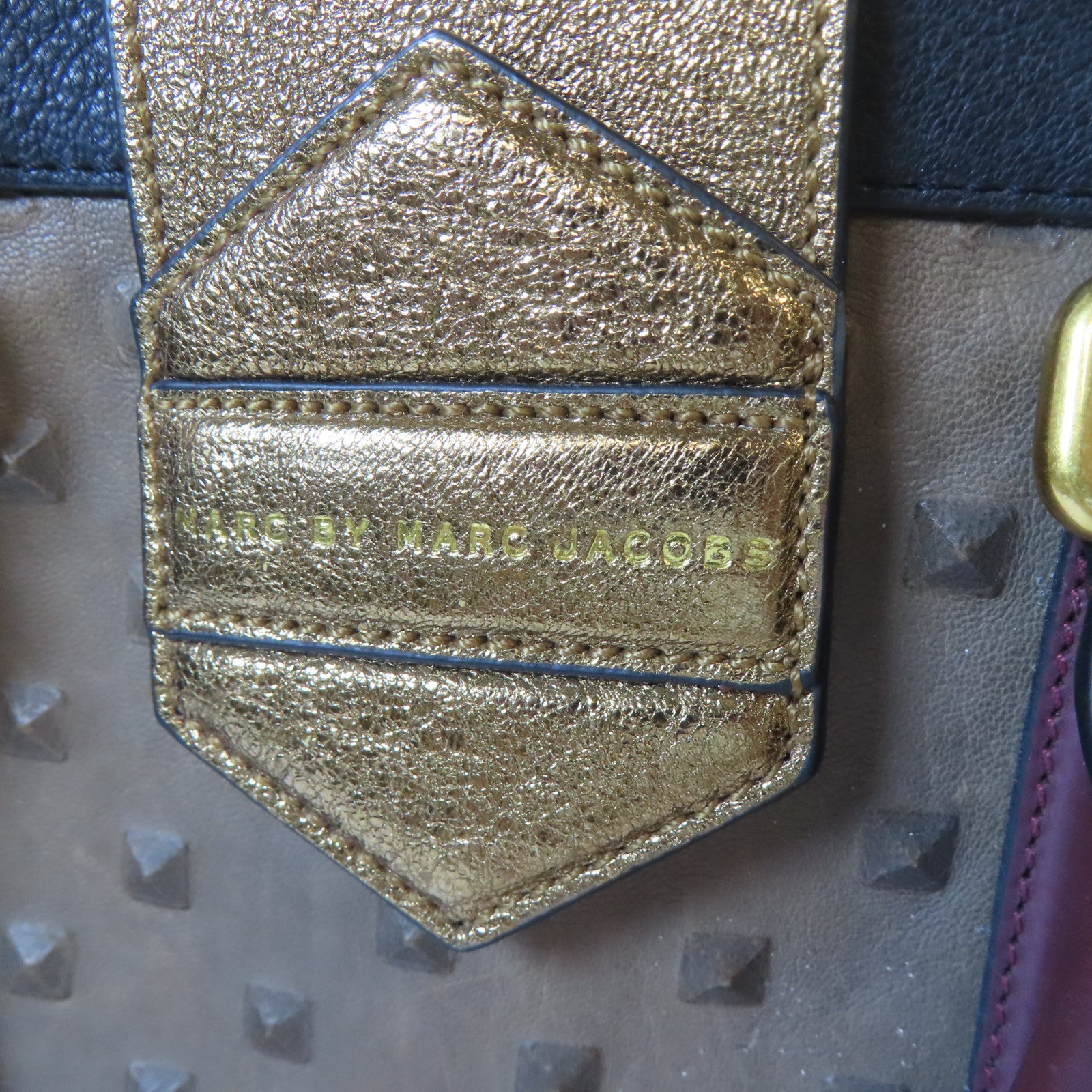 MARC BY MARC JACOBS 牛皮皮革Hand Bag金扣手挽袋藍色/黑色/金色/啡色