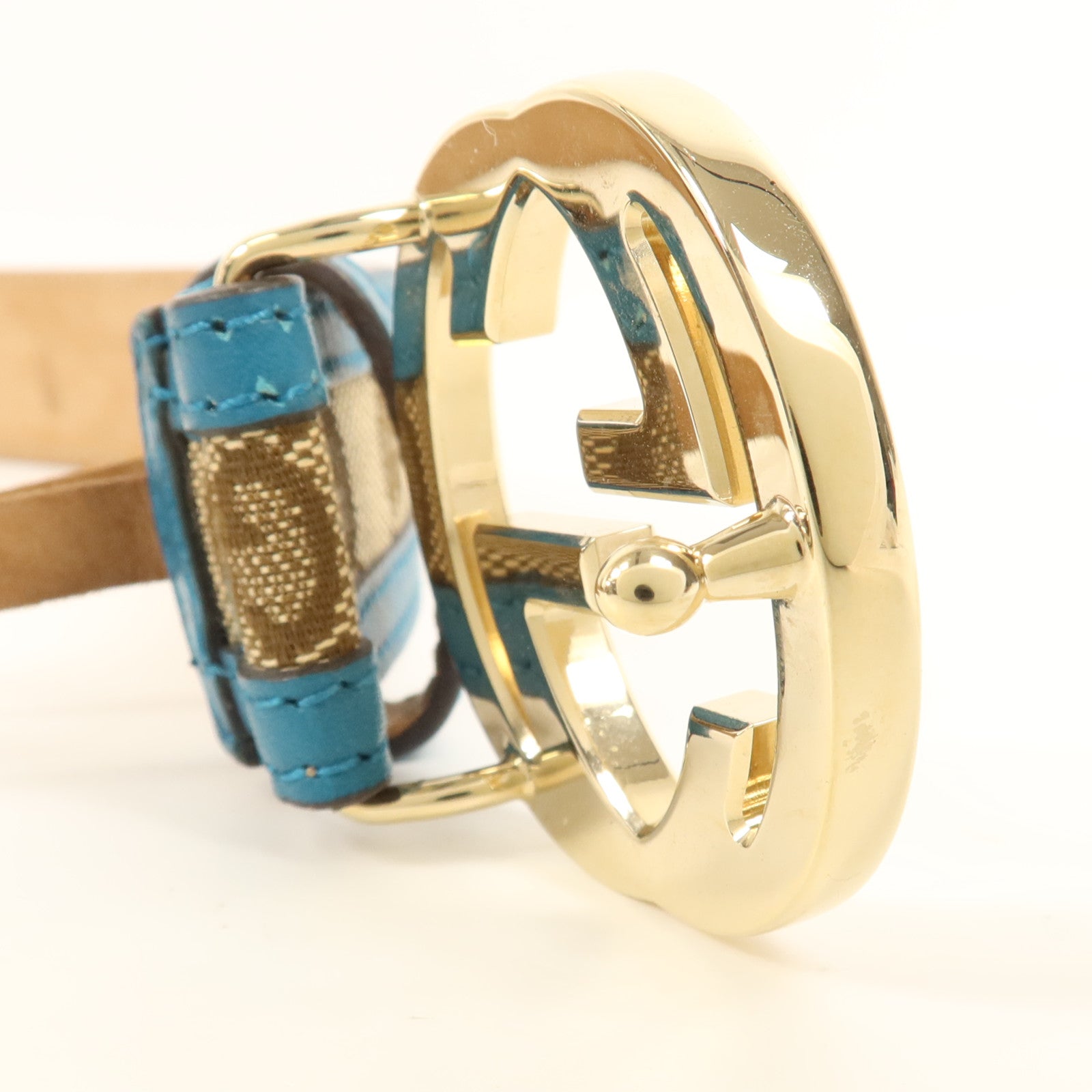 GUCCI 皮革/帆布Belt金扣皮帶