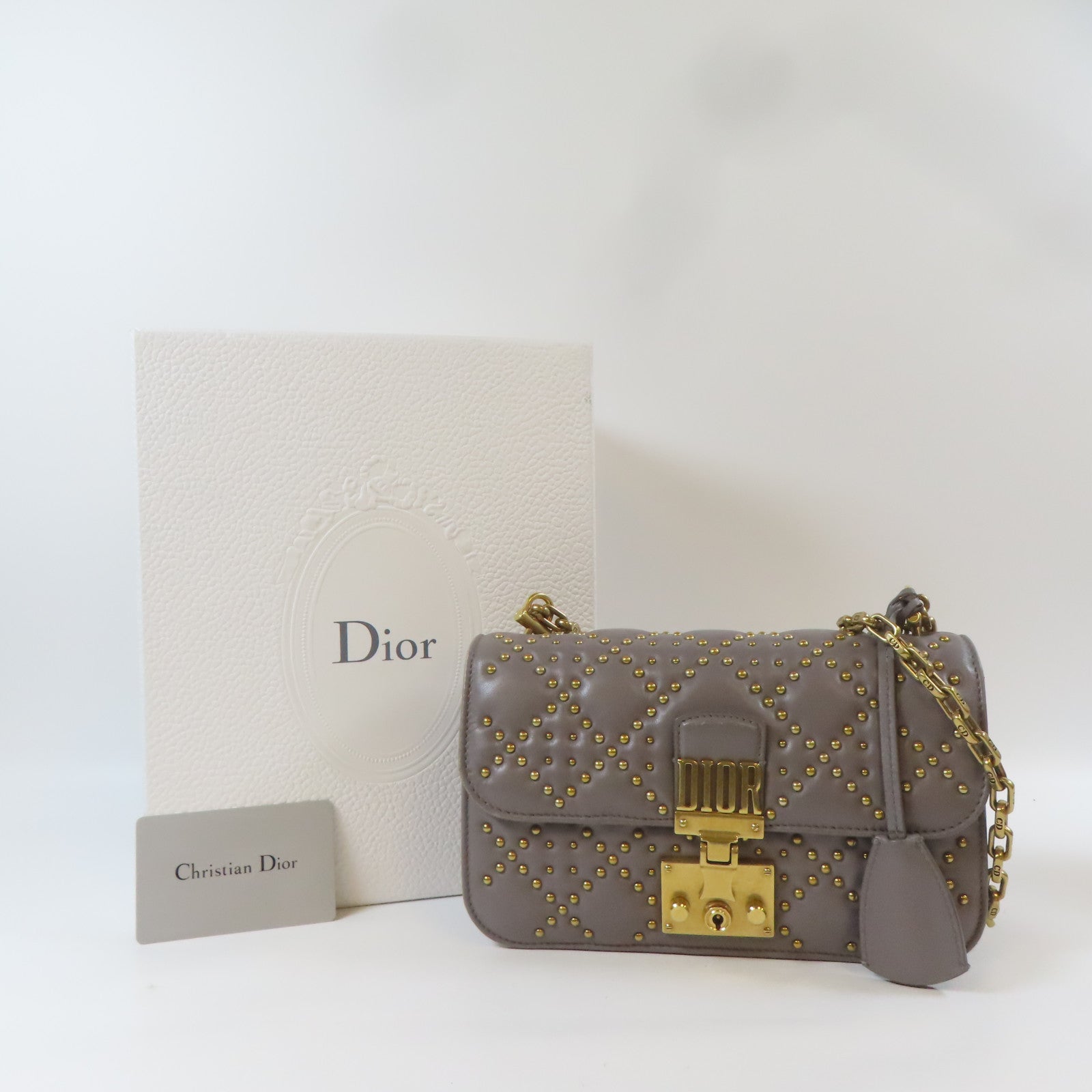 Dior 【激減優惠】牛皮皮革Shoulder Bag金扣肩背袋灰色
