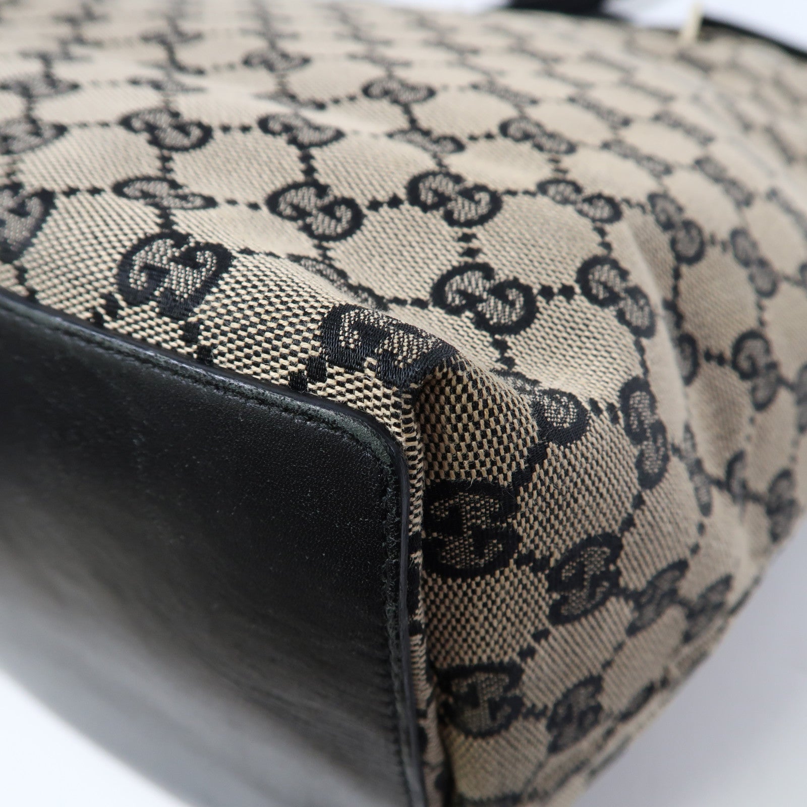 GUCCI 帆布Tote Bag金扣手挽袋啡色