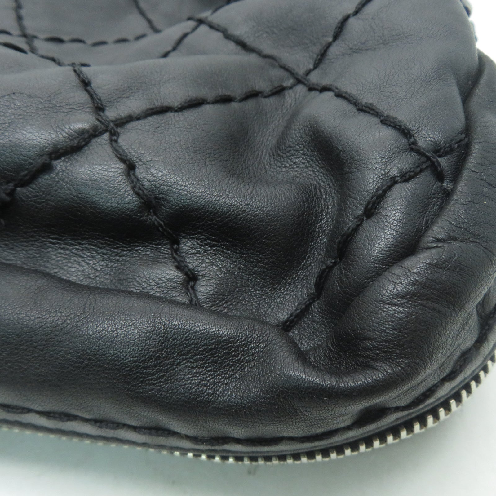 CHANEL 【清倉大減價】菱格牛皮皮革Tote Bag銀扣手挽袋黑色