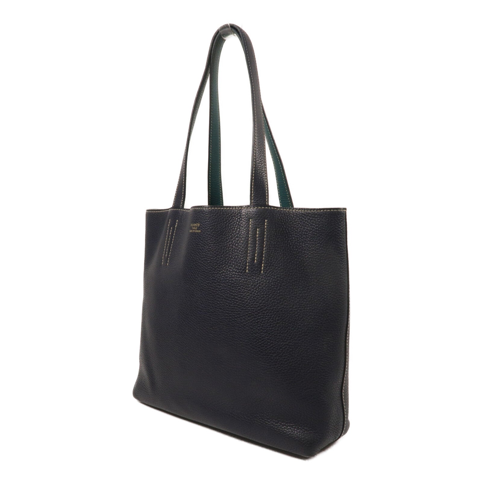HERMES Clemence皮革Double Sens 36手挽袋 Bleu Nuit/Vert Vertigo