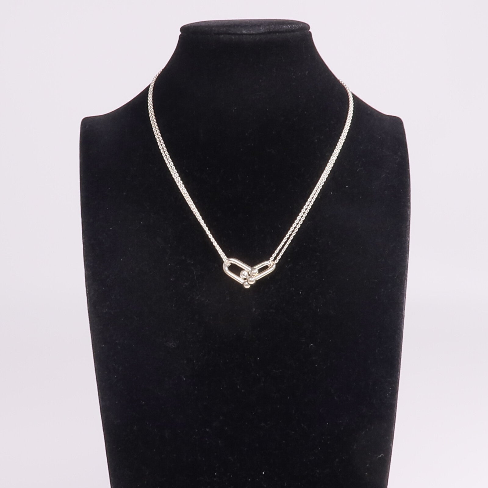 TIFFANY＆CO 925純銀Double Link Pendant Necklace項鍊