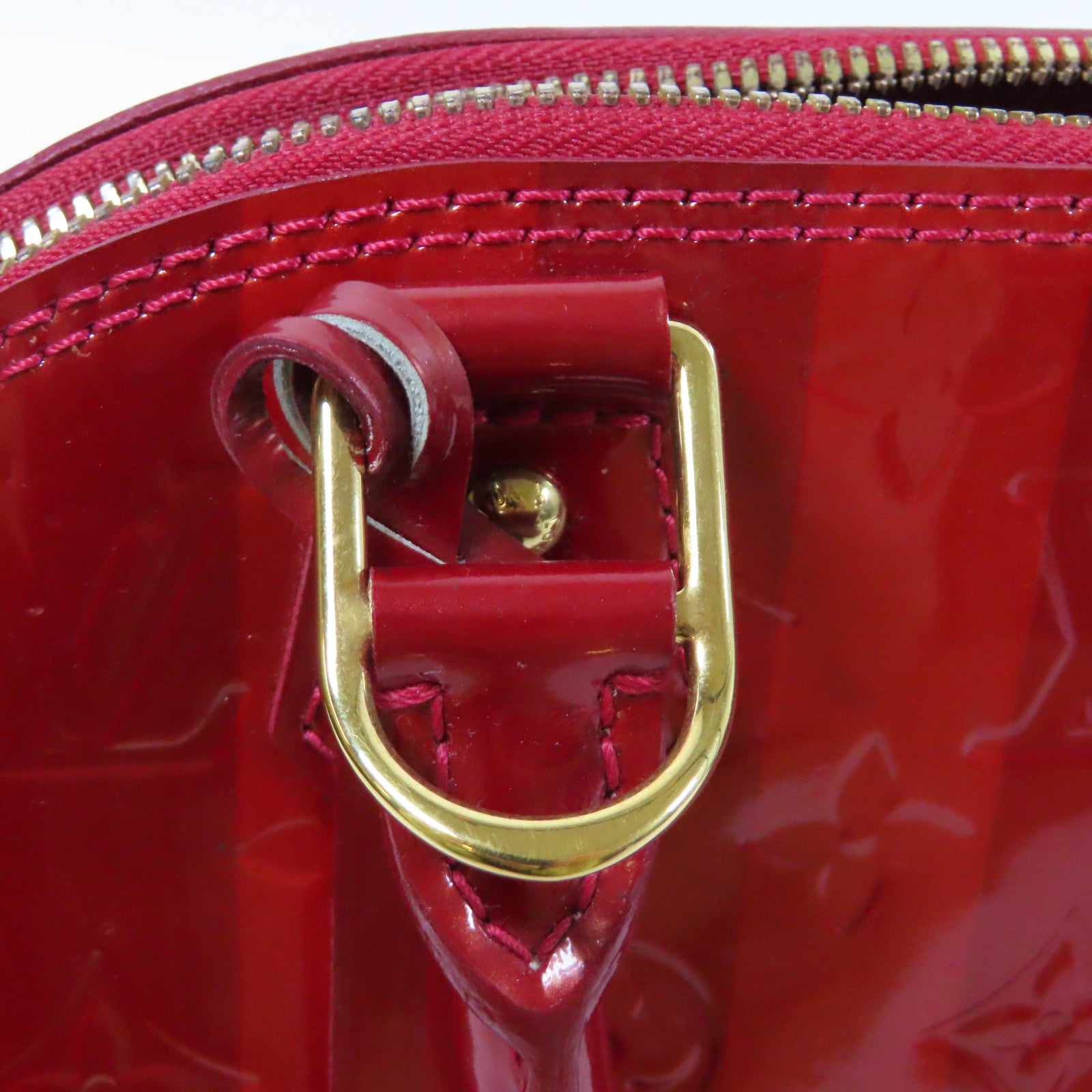 LOUIS VUITTON 【激減優惠】Monogram Vernis Alma BB金扣手挽袋紅色