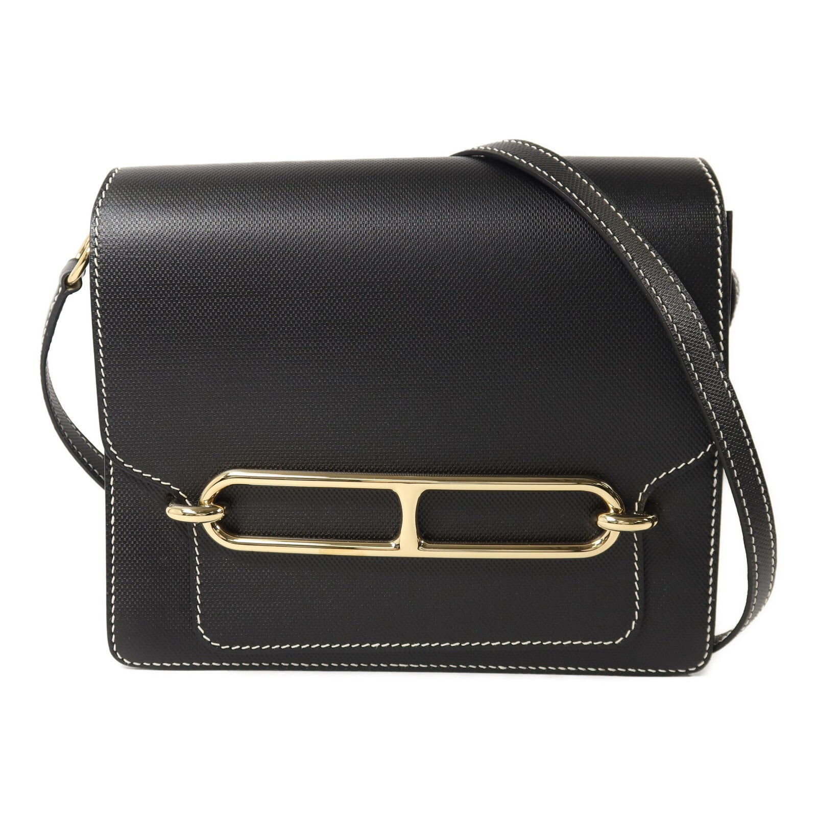 HERMES Grain d'H皮革Roulis 23肩背袋Noir