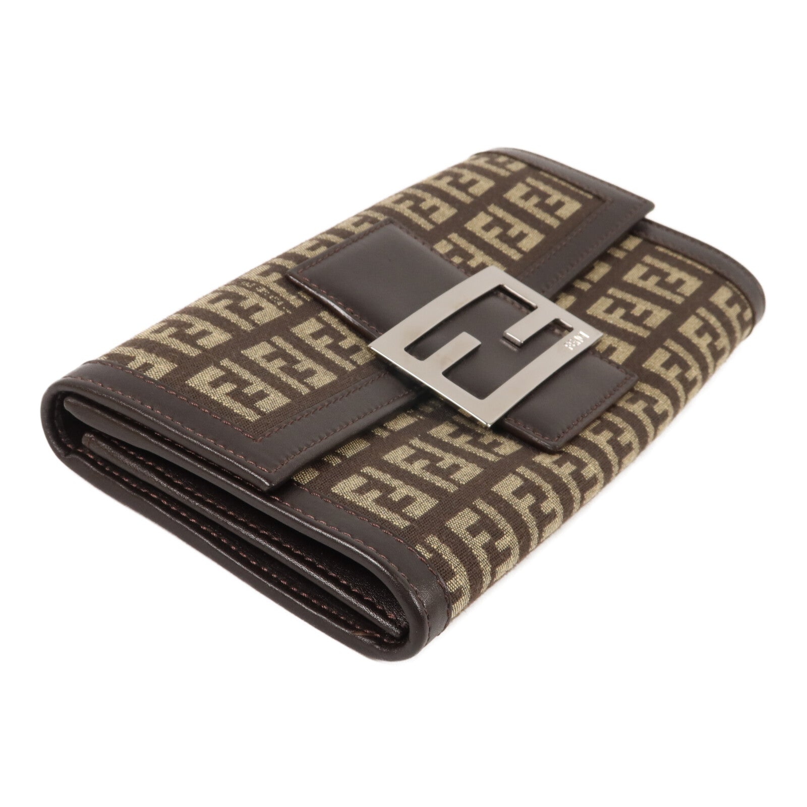 FENDI 帆布/皮革Zucca Long Wallet長錢包