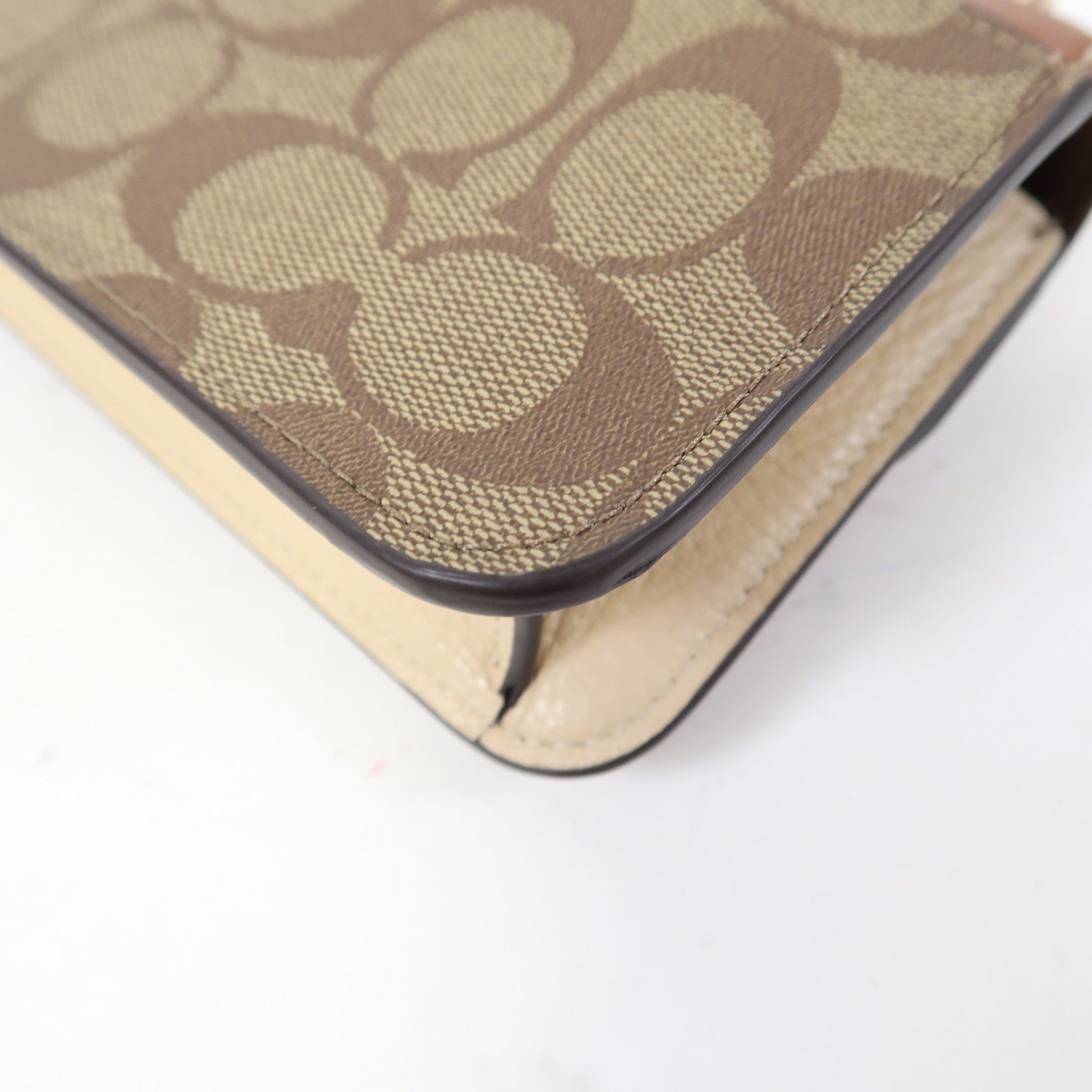 COACH 塗層帆布/牛皮皮革Shoulder Bag金扣肩背袋啡色