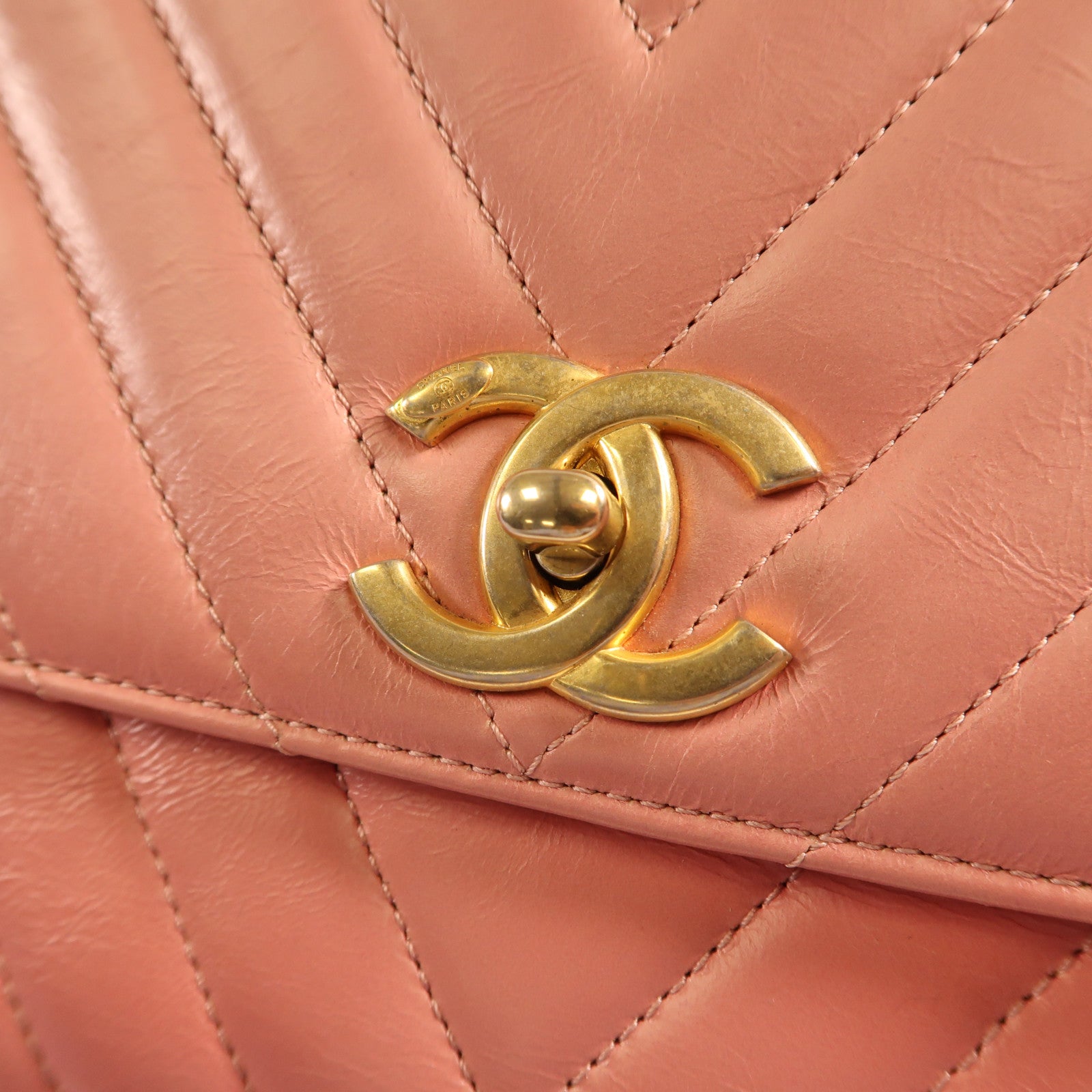 CHANEL 蜥蝪皮革/牛皮皮革Flap with Top Handle金扣手挽肩背兩用袋