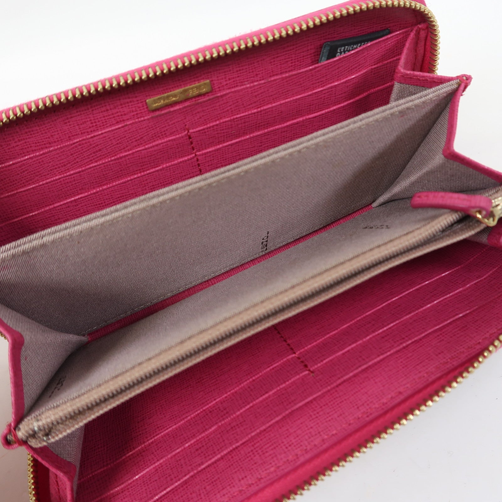 FENDI 塗層帆布Zipper Long Wallet金扣長錢包啡色/粉紅色