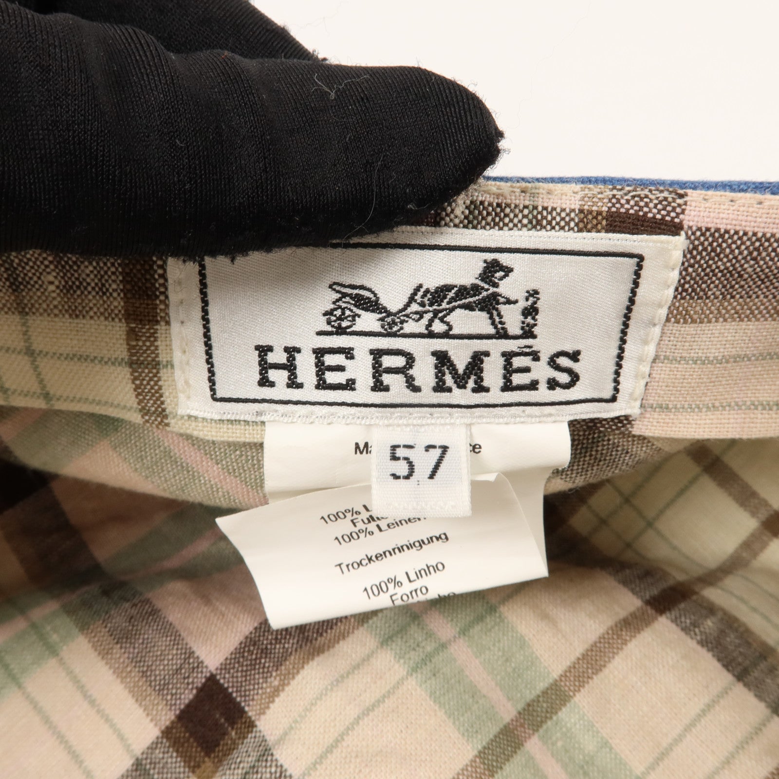 HERMES 麻布Saint-Honore Casquette Hat帽子