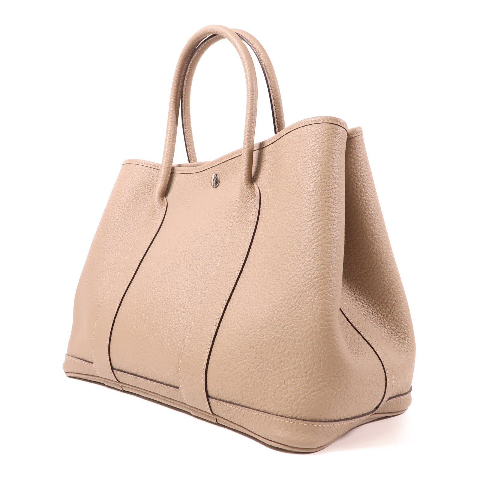 HERMES Negonda皮革Garden Party PM銀扣手挽袋Gris Tourterelle