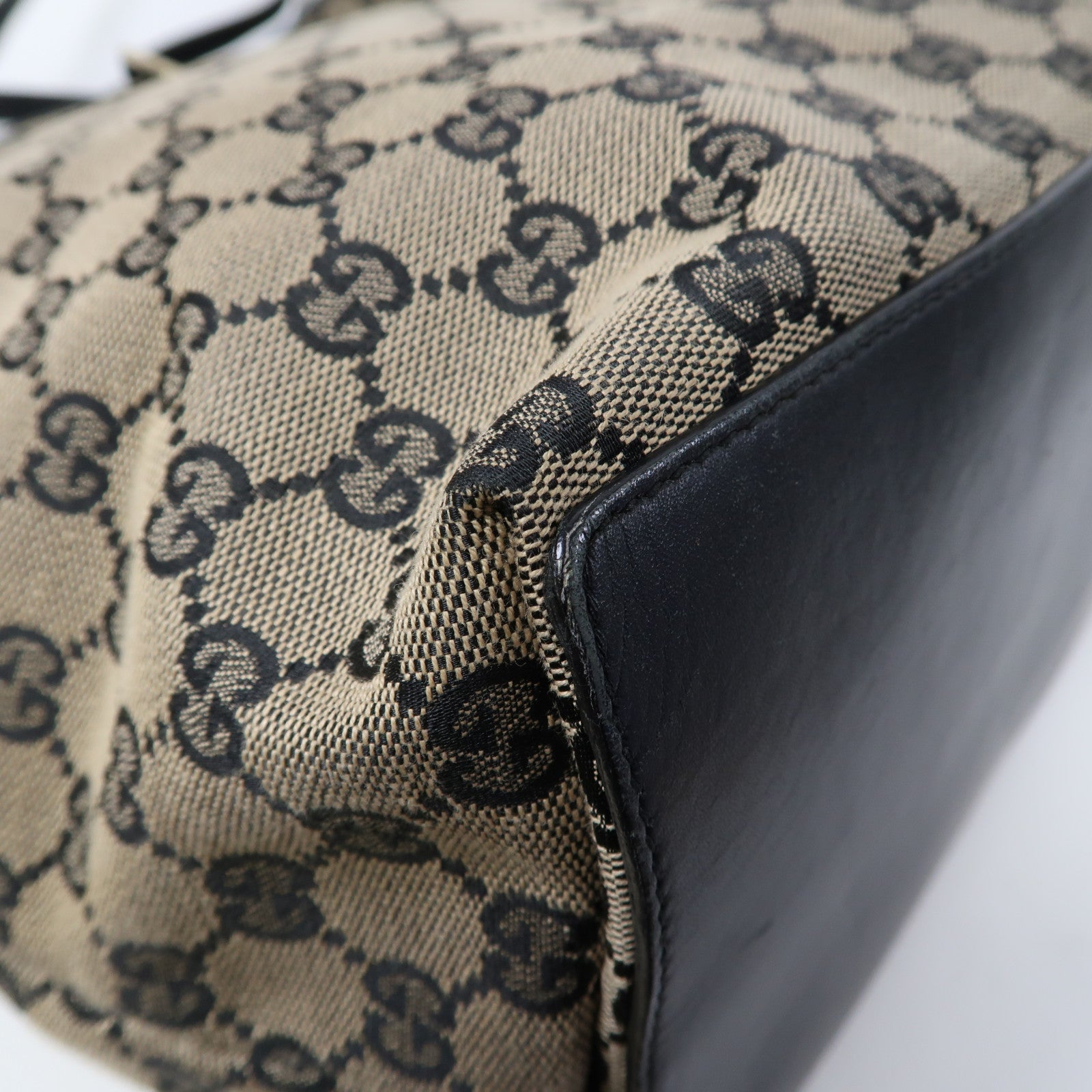 GUCCI 帆布Tote Bag金扣手挽袋啡色
