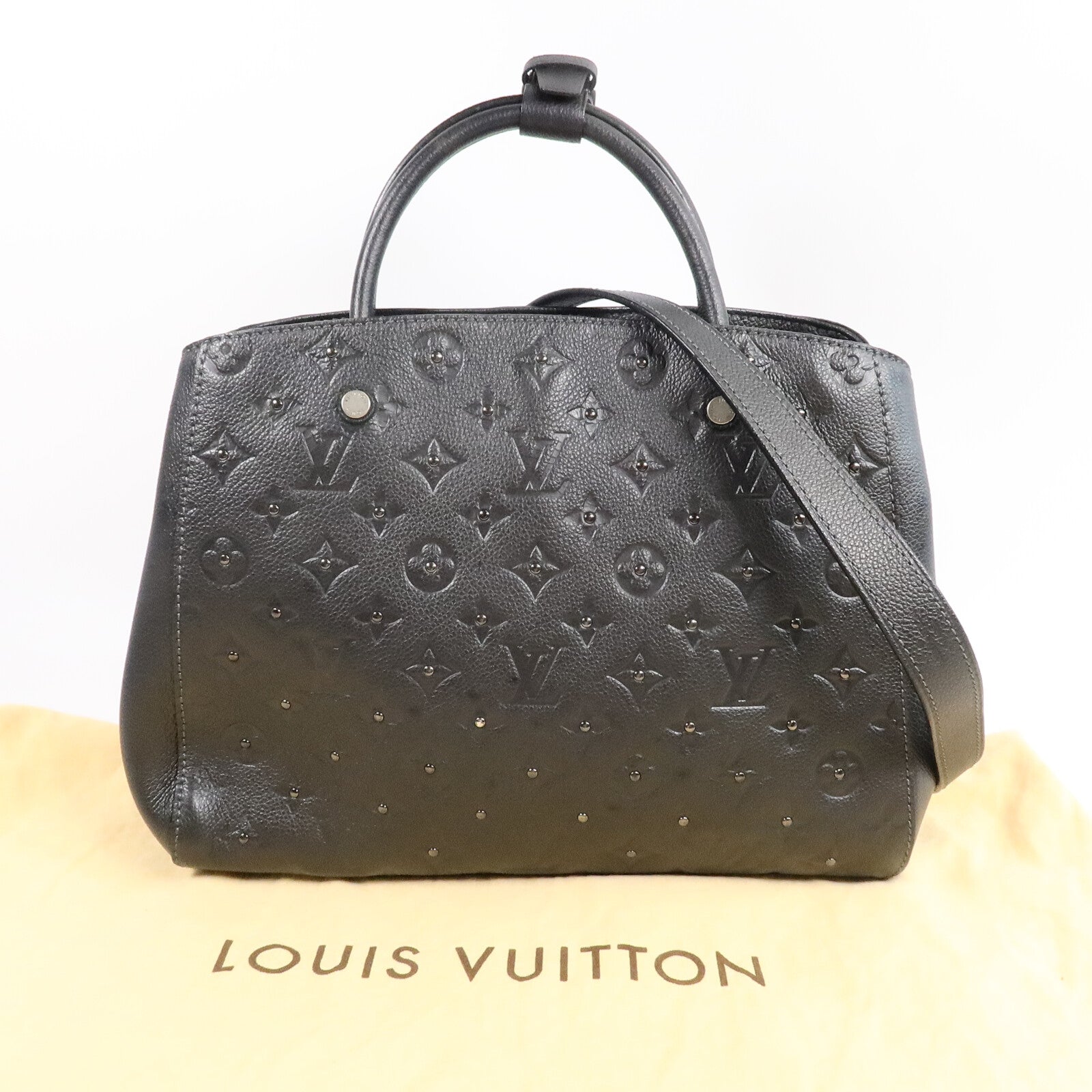 LOUIS VUITTON Monogram Empreinte Montaigne BB手挽肩背兩用袋