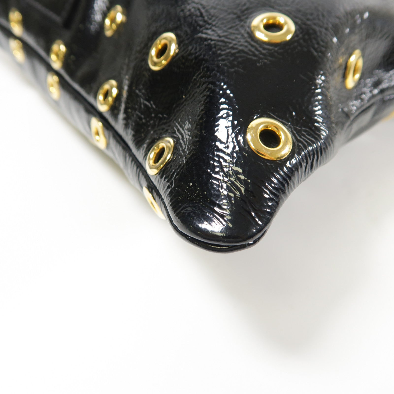 Valentino GHW Shoulder Bag Patent Leather Black