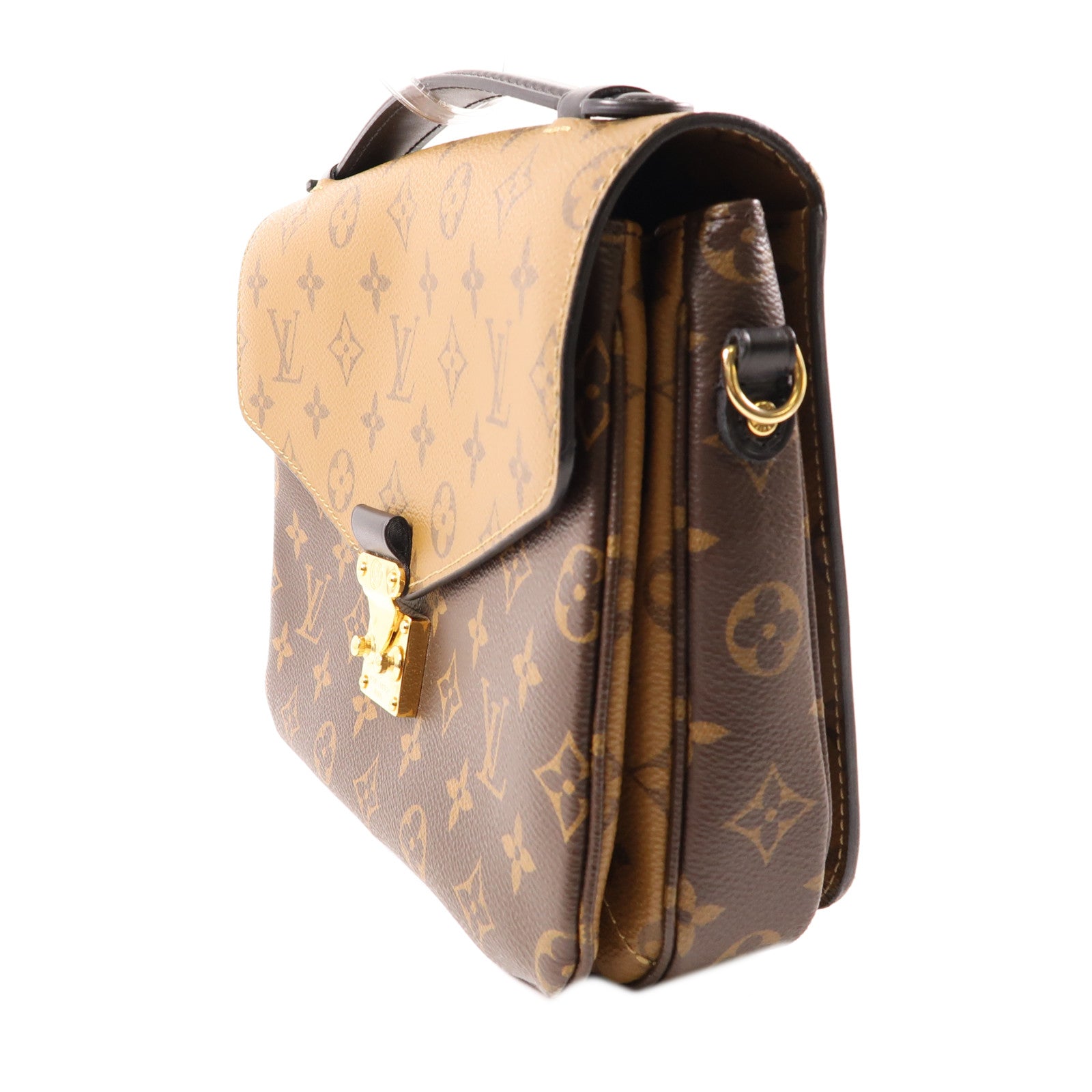 LOUIS VUITTON Monogram Reverse Pochette Metis金扣手挽肩背兩用袋棕色