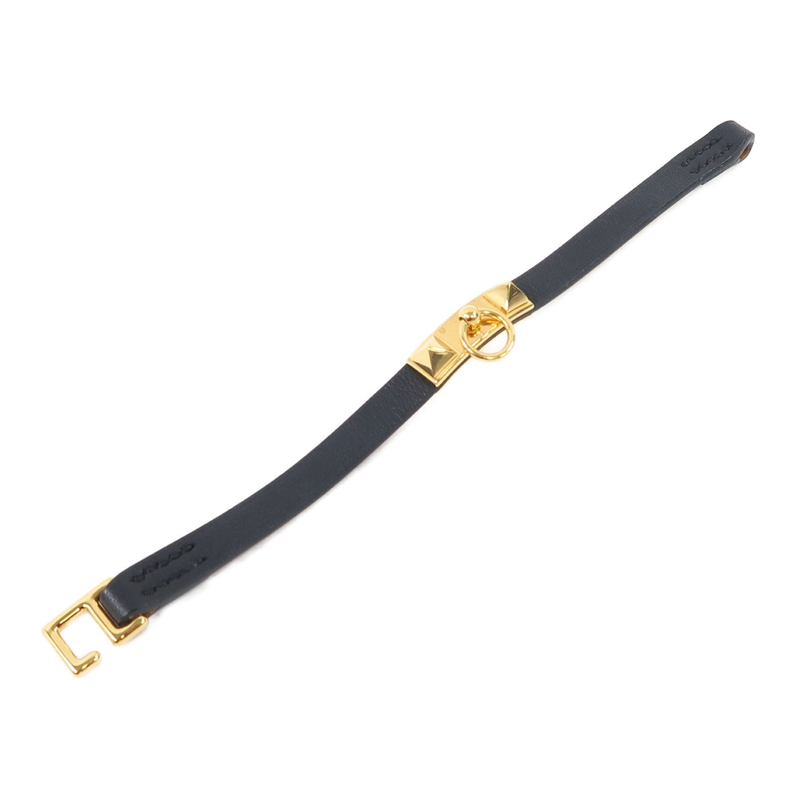 HERMES Swift皮革Rivale Mini Bracelet手鐲黑色