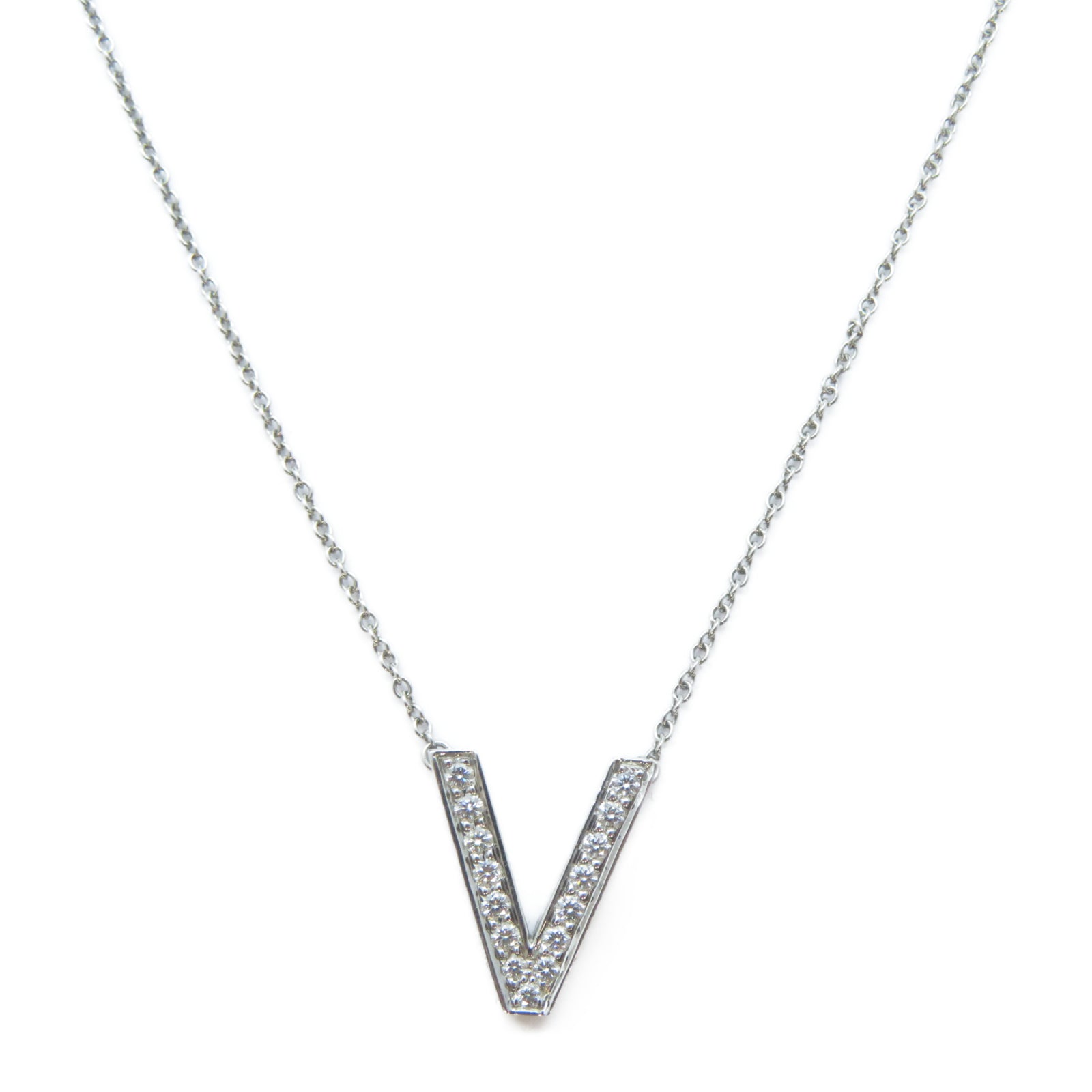TIFFANY＆CO PT950鉑金V Diamond Neckalce鑽石項鍊