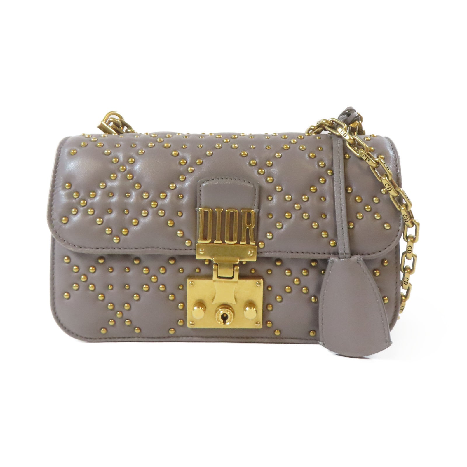 Dior 【激減優惠】牛皮皮革Shoulder Bag金扣肩背袋灰色