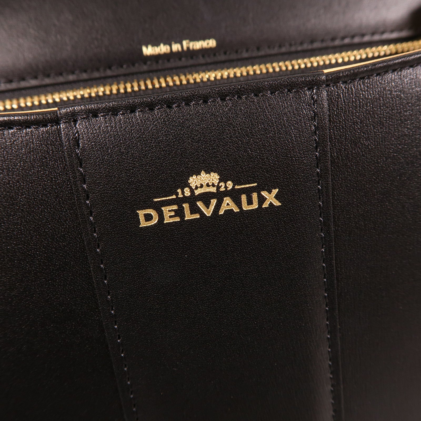 Delvaux GHW Brillant MM 2 Way Shoulder Bag Calfskin Leather Black