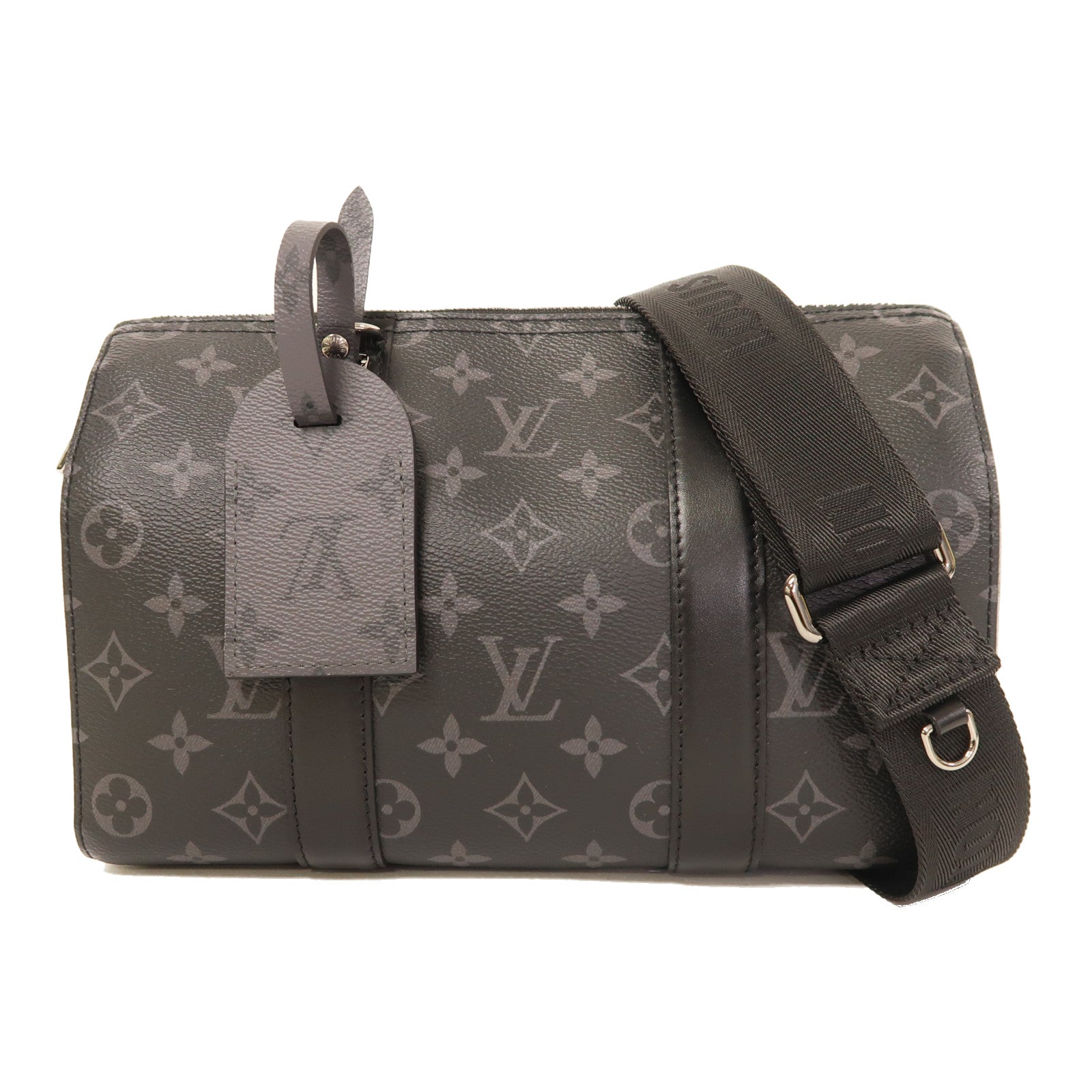 LOUIS VUITTON Monogram Eclipse City Keepall肩背袋黑色/灰色