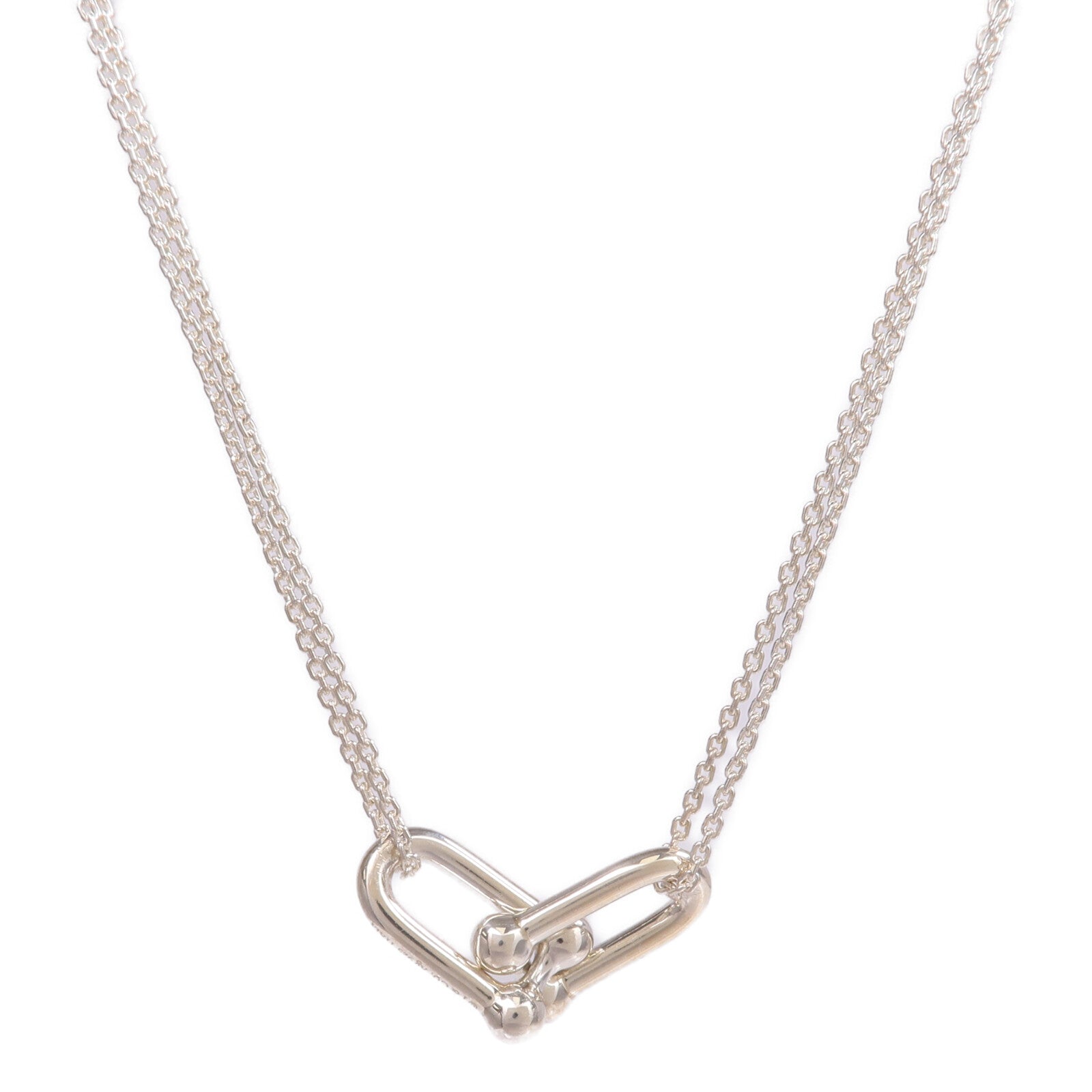 TIFFANY＆CO 925純銀Double Link Pendant Necklace項鍊