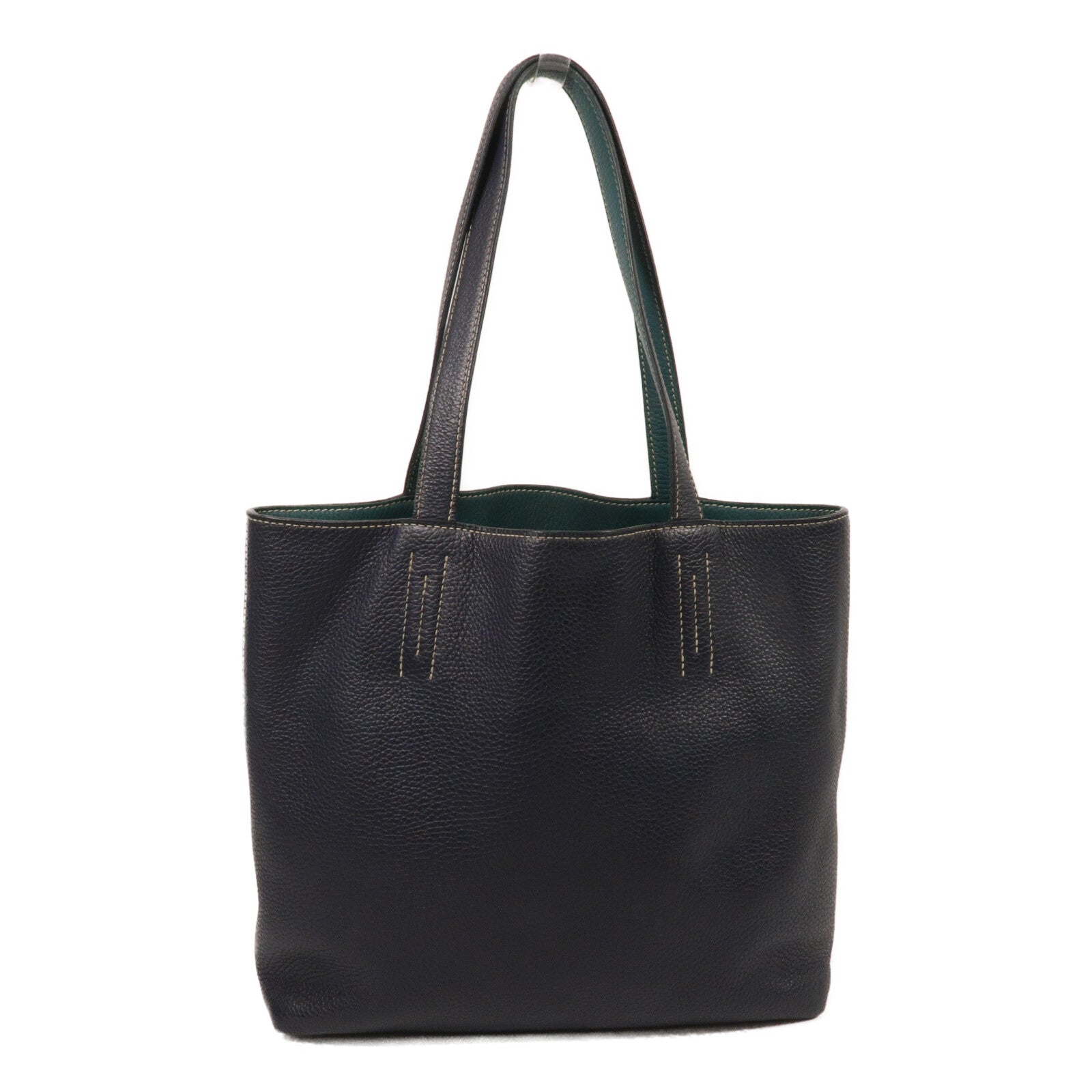 HERMES Clemence皮革Double Sens 36手挽袋 Bleu Nuit/Vert Vertigo