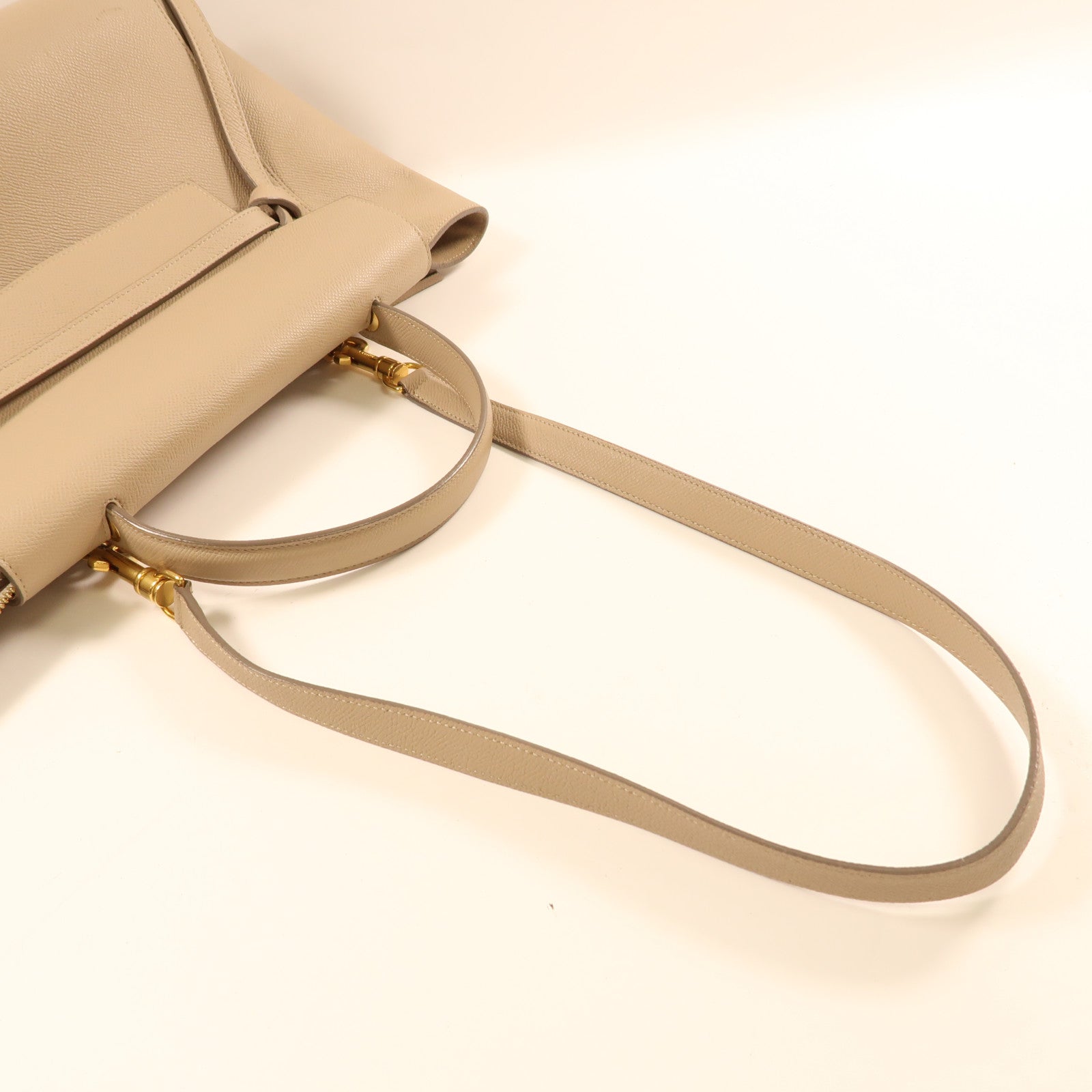 CELINE 羊皮皮革Belt Bag金扣手挽肩背兩用袋米色